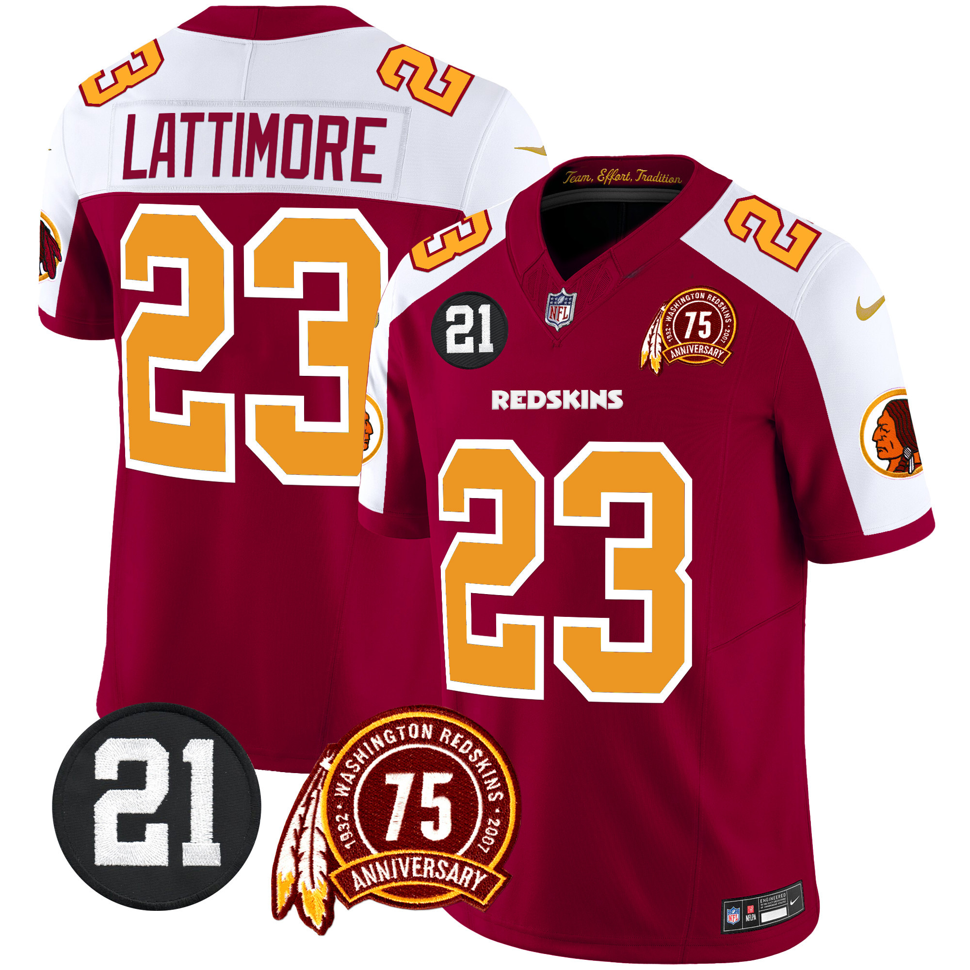 Marshon Lattimore Men's Washington Redskins 75th & Sean Taylor Patch Vapor Limited Burgundy Alternate Jersey - All Stitched