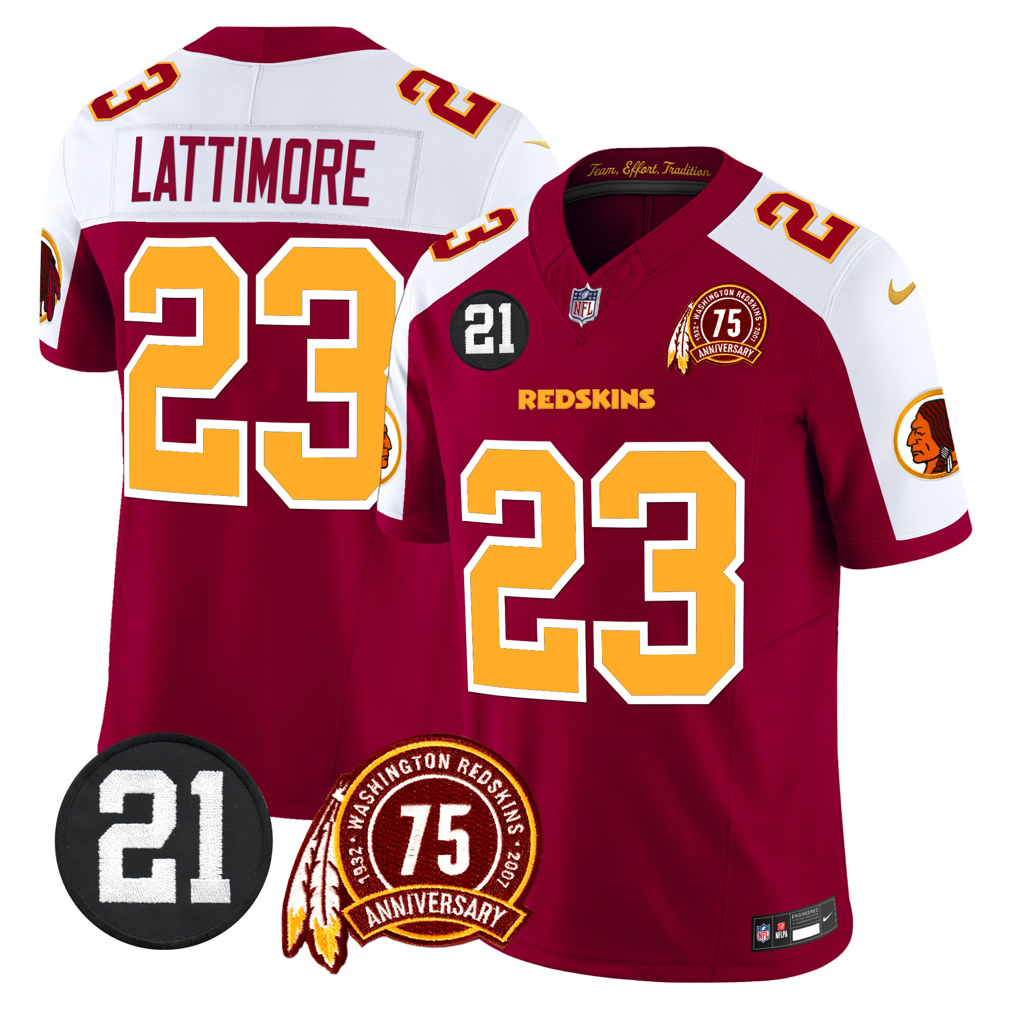 Marshon Lattimore Men's Washington Redskins 75th & Sean Taylor Patch Vapor Limited Burgundy Alternate Jersey - All Stitched