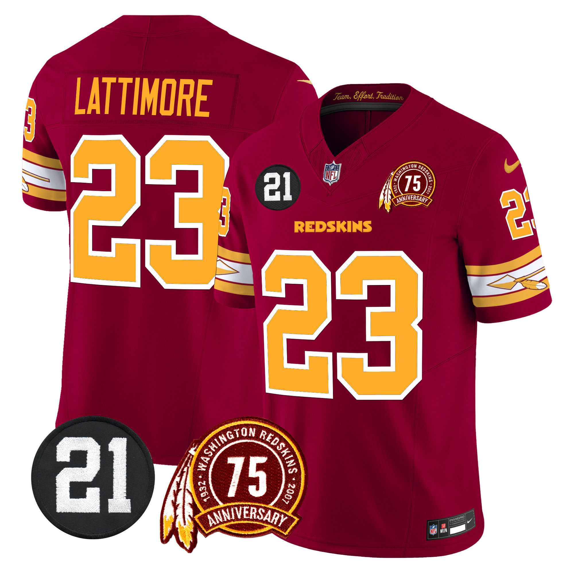 Marshon Lattimore Men's Washington Redskins 75th & Sean Taylor Patch Vapor Limited Burgundy Jersey - All Stitched