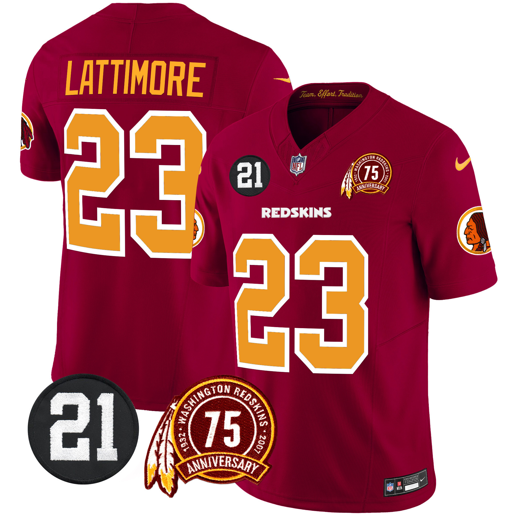 Marshon Lattimore Men's Washington Redskins 75th & Sean Taylor Patch Vapor Limited Burgundy Jersey - All Stitched