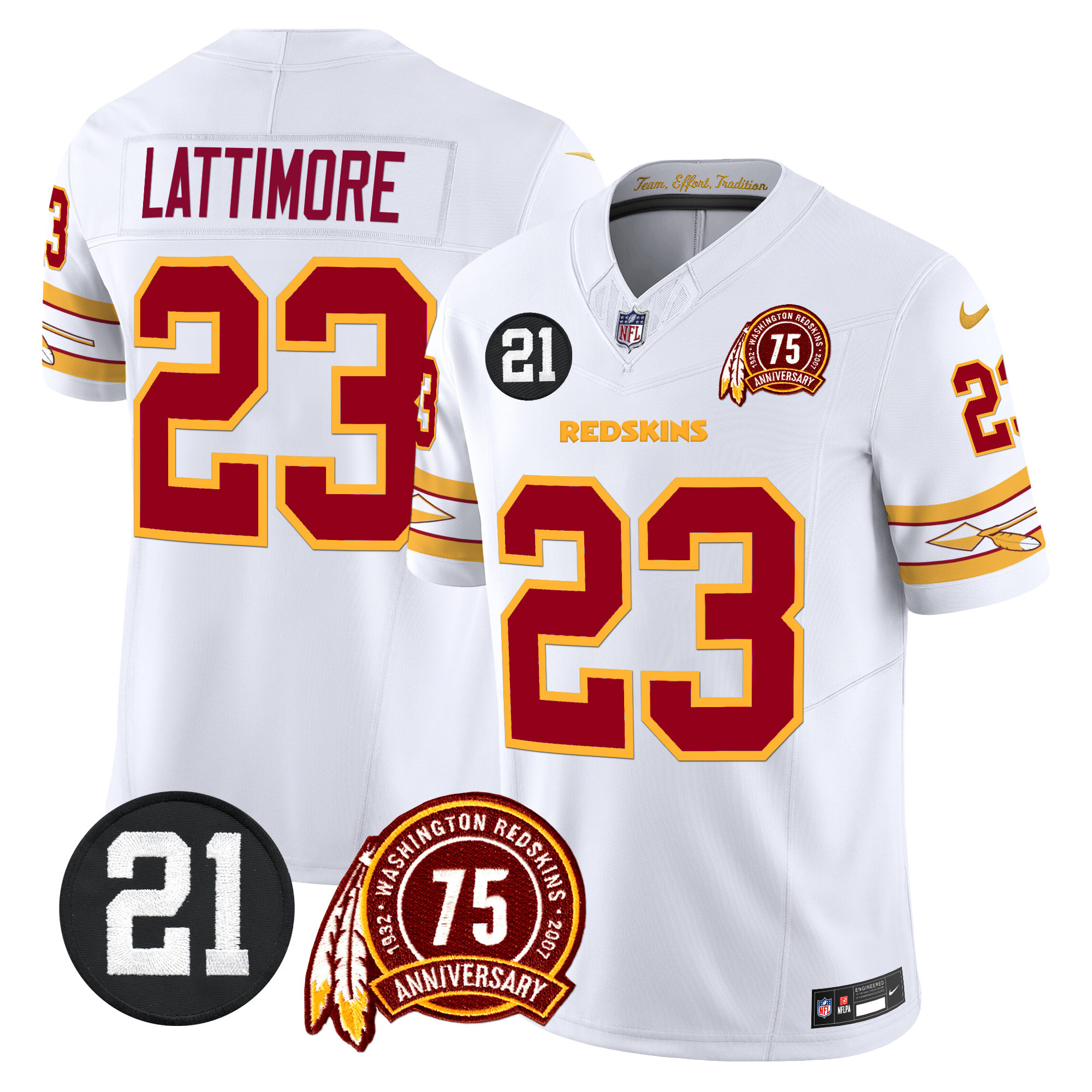 Marshon Lattimore Men's Washington Redskins 75th & Sean Taylor Patch Vapor Limited White Jersey - All Stitched