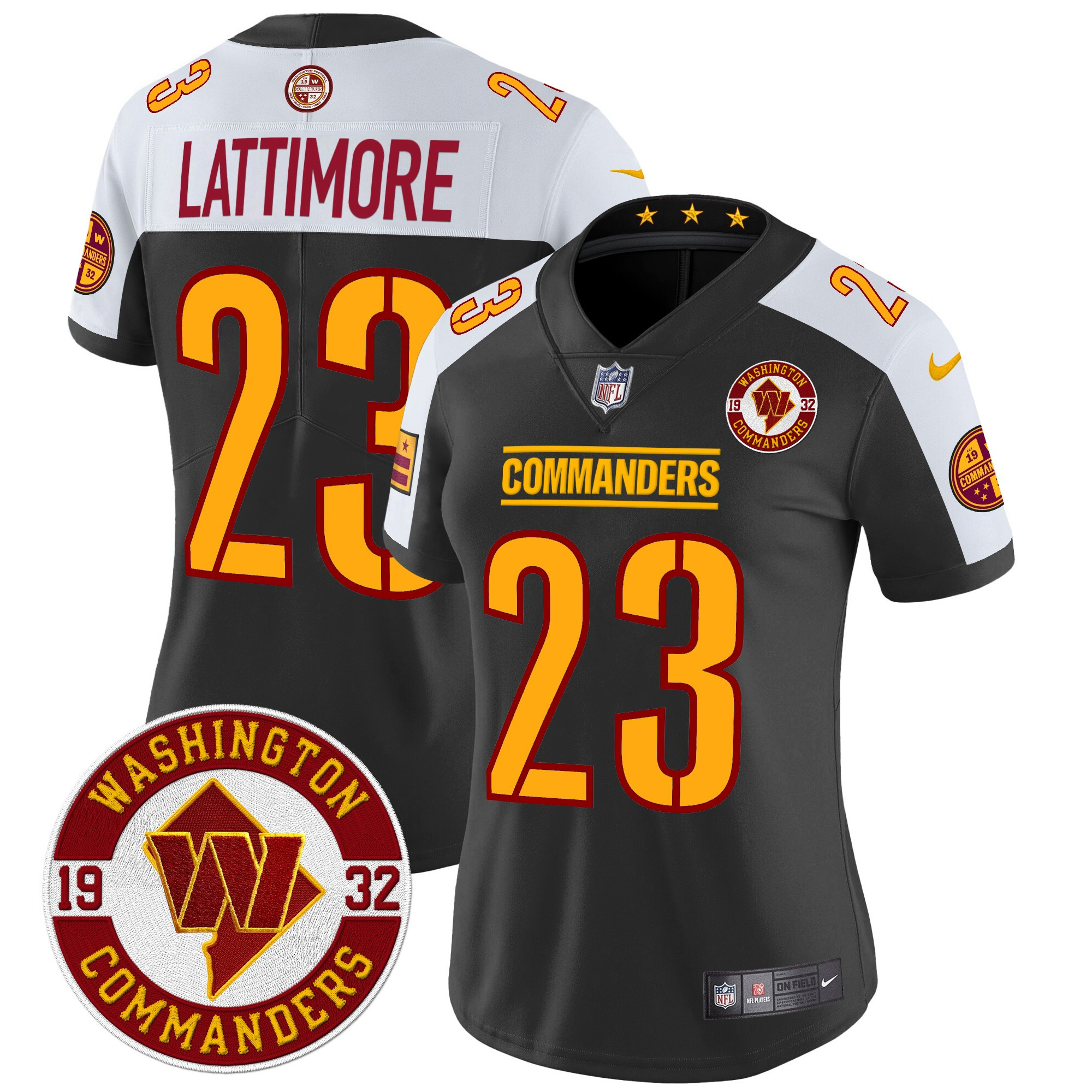 Marshon Lattimore Women's Washington Commanders 2024 Vapor Limited Black Alternate Jersey - All Stitched
