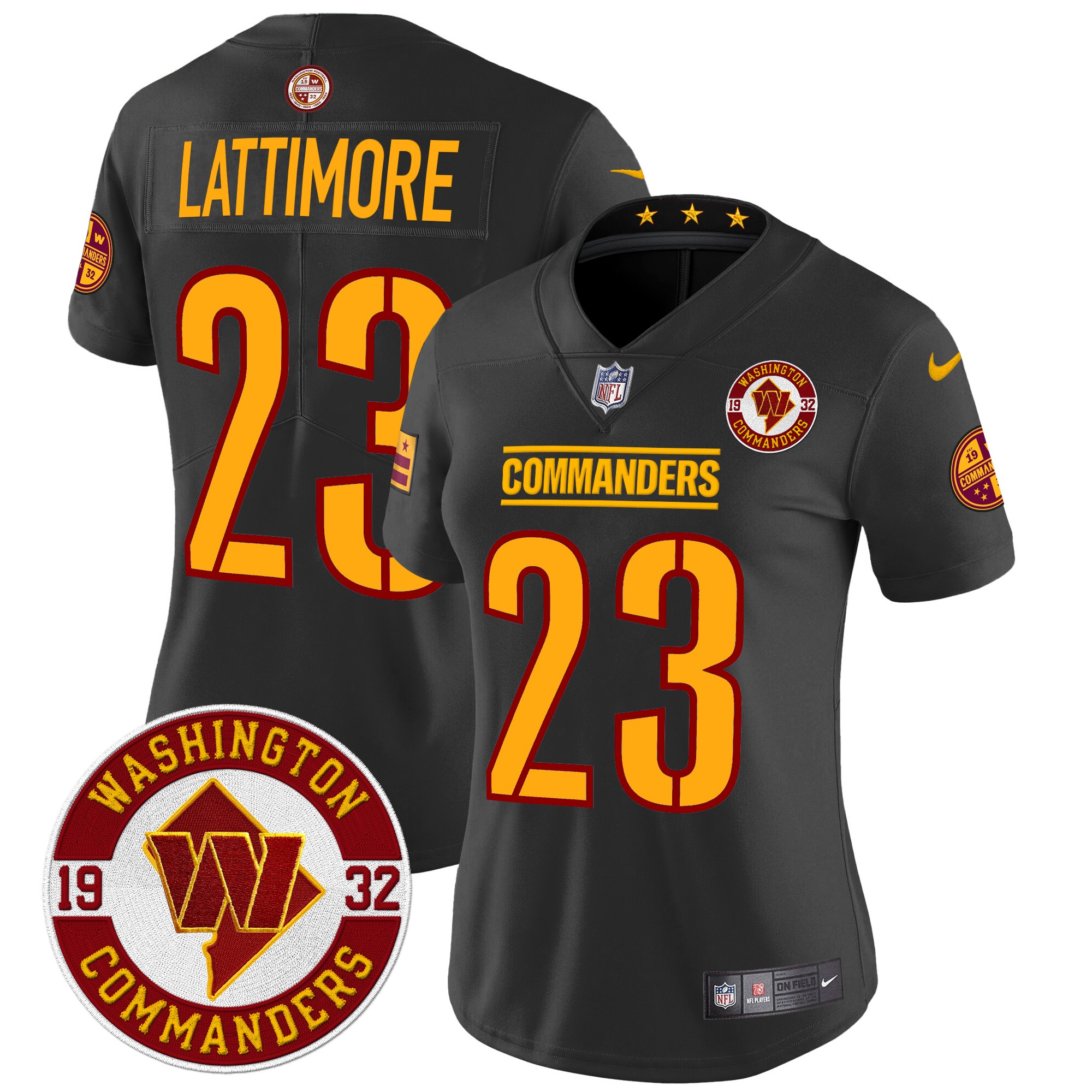 Marshon Lattimore Women's Washington Commanders 2024 Vapor Limited Black Jersey - All Stitched