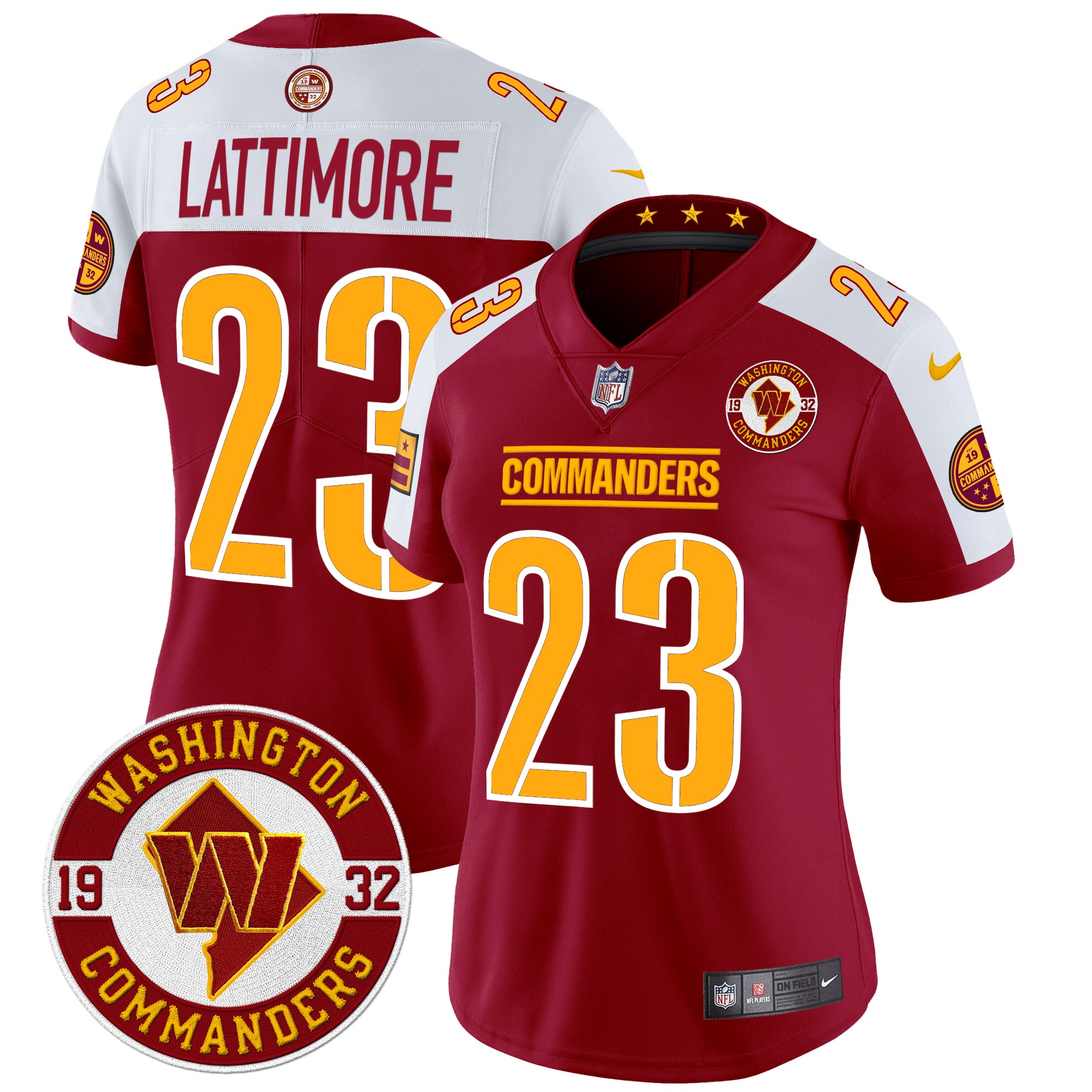 Marshon Lattimore Women's Washington Commanders 2024 Vapor Limited Burgundy Alternate Jersey - All Stitched