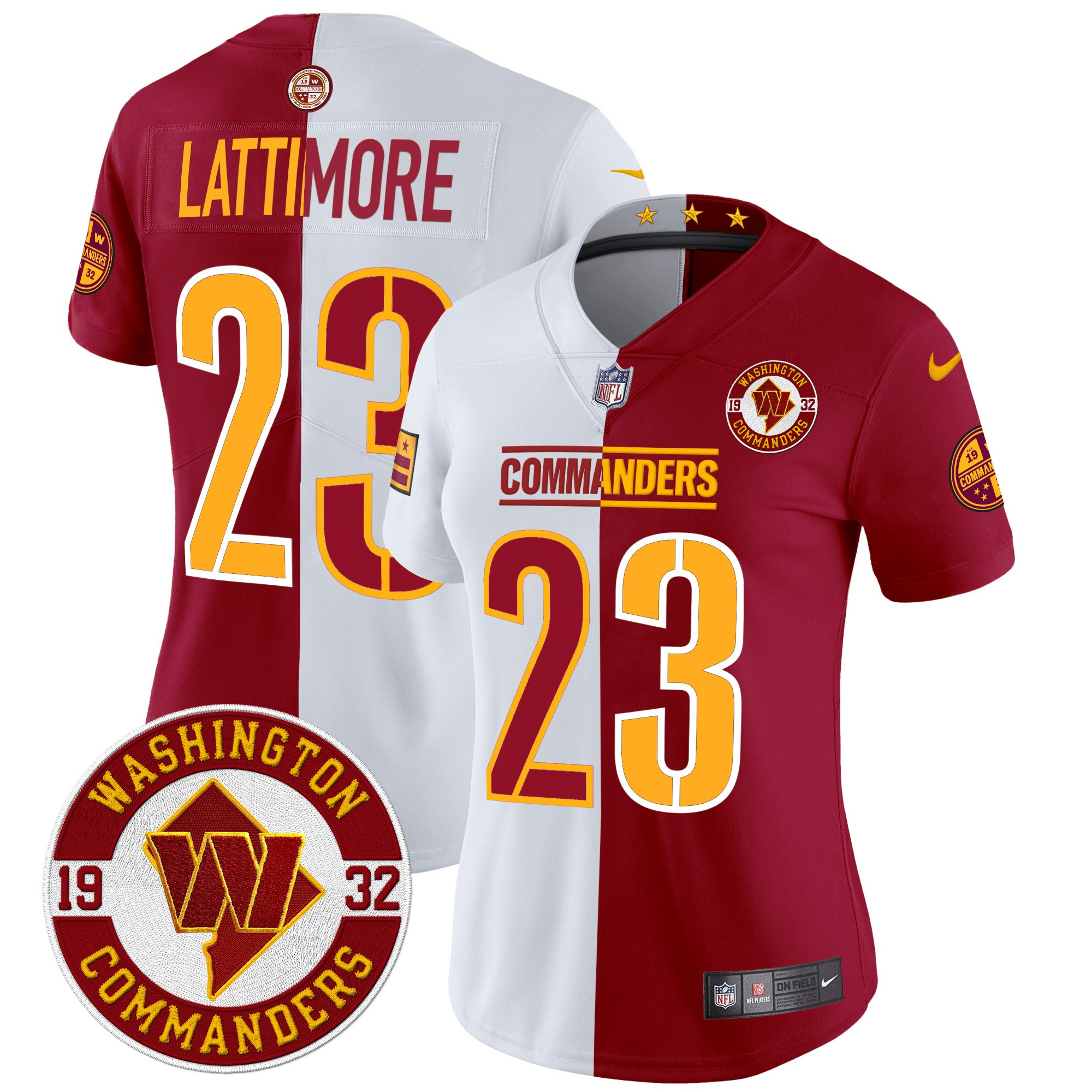 Marshon Lattimore Women's Washington Commanders 2024 Vapor Limited Half Jersey - All Stitched