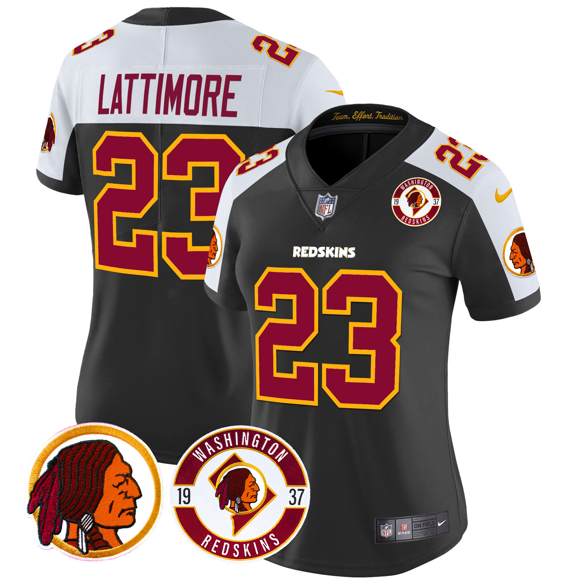 Marshon Lattimore Women's Washington Redskins 2024 Vapor Limited Black Alternate Jersey - All Stitched