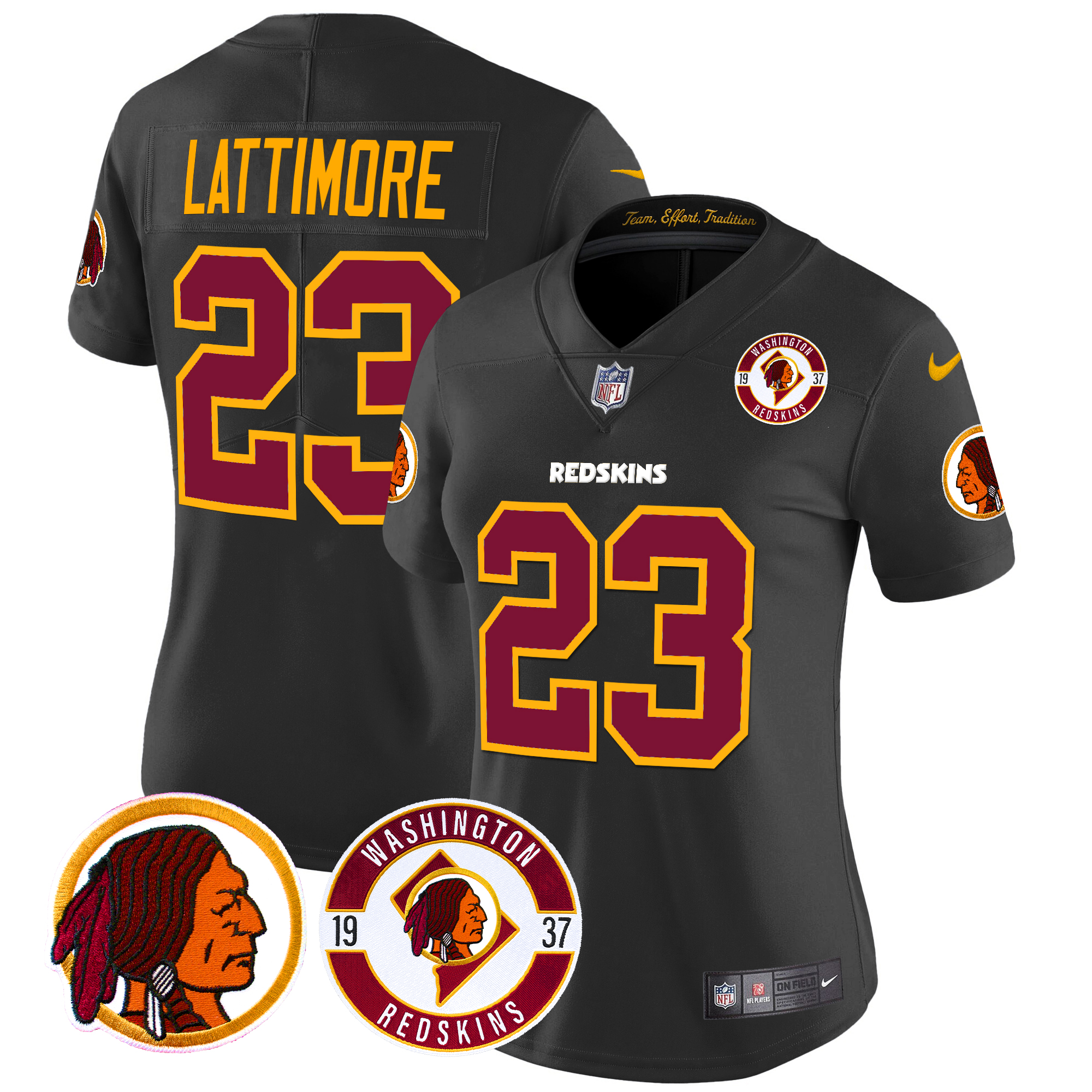 Marshon Lattimore Women's Washington Redskins 2024 Vapor Limited Black Jersey - All Stitched