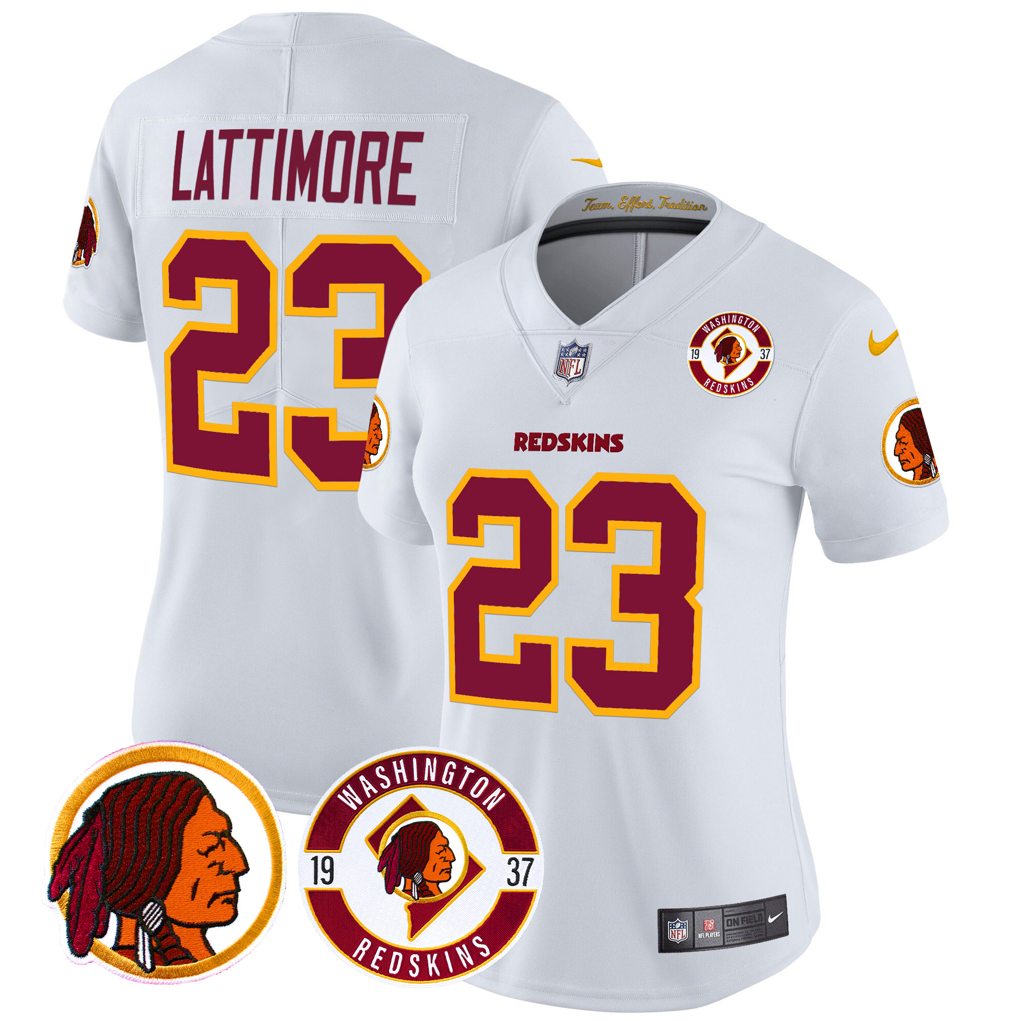 Marshon Lattimore Women's Washington Redskins 2024 Vapor Limited White Jersey - All Stitched