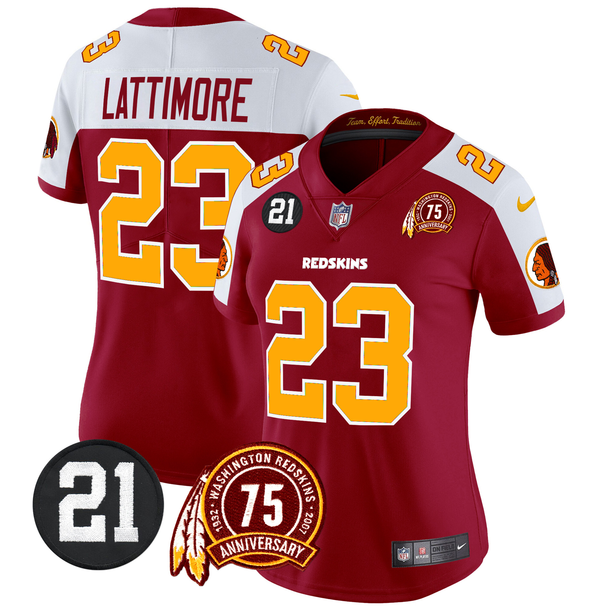 Marshon Lattimore Women's Washington Redskins 75th & Sean Taylor Patch Vapor Limited Burgundy Alternate Jersey - All Stitched