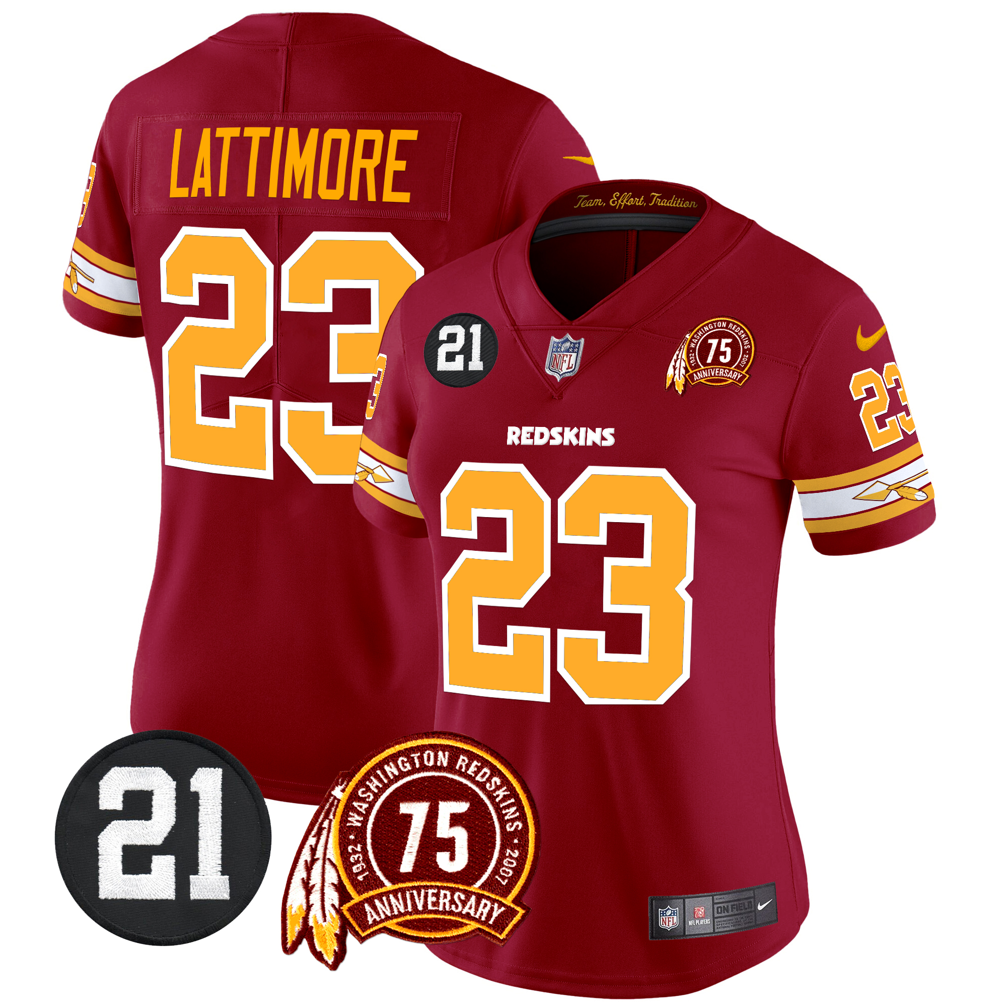 Marshon Lattimore Women's Washington Redskins 75th & Sean Taylor Patch Vapor Limited Burgundy Jersey - All Stitched