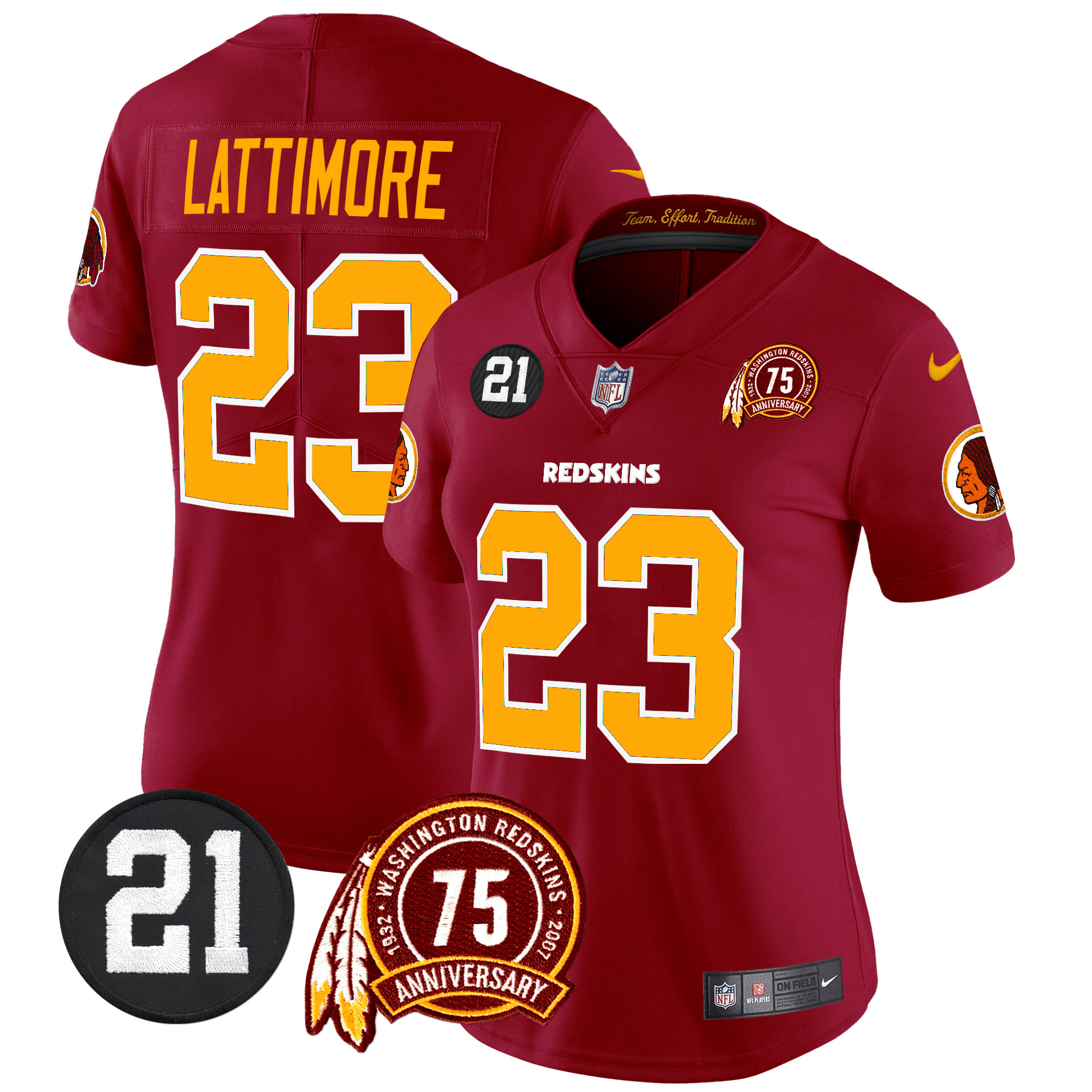 Marshon Lattimore Women's Washington Redskins 75th & Sean Taylor Patch Vapor Limited Burgundy Jersey - All Stitched