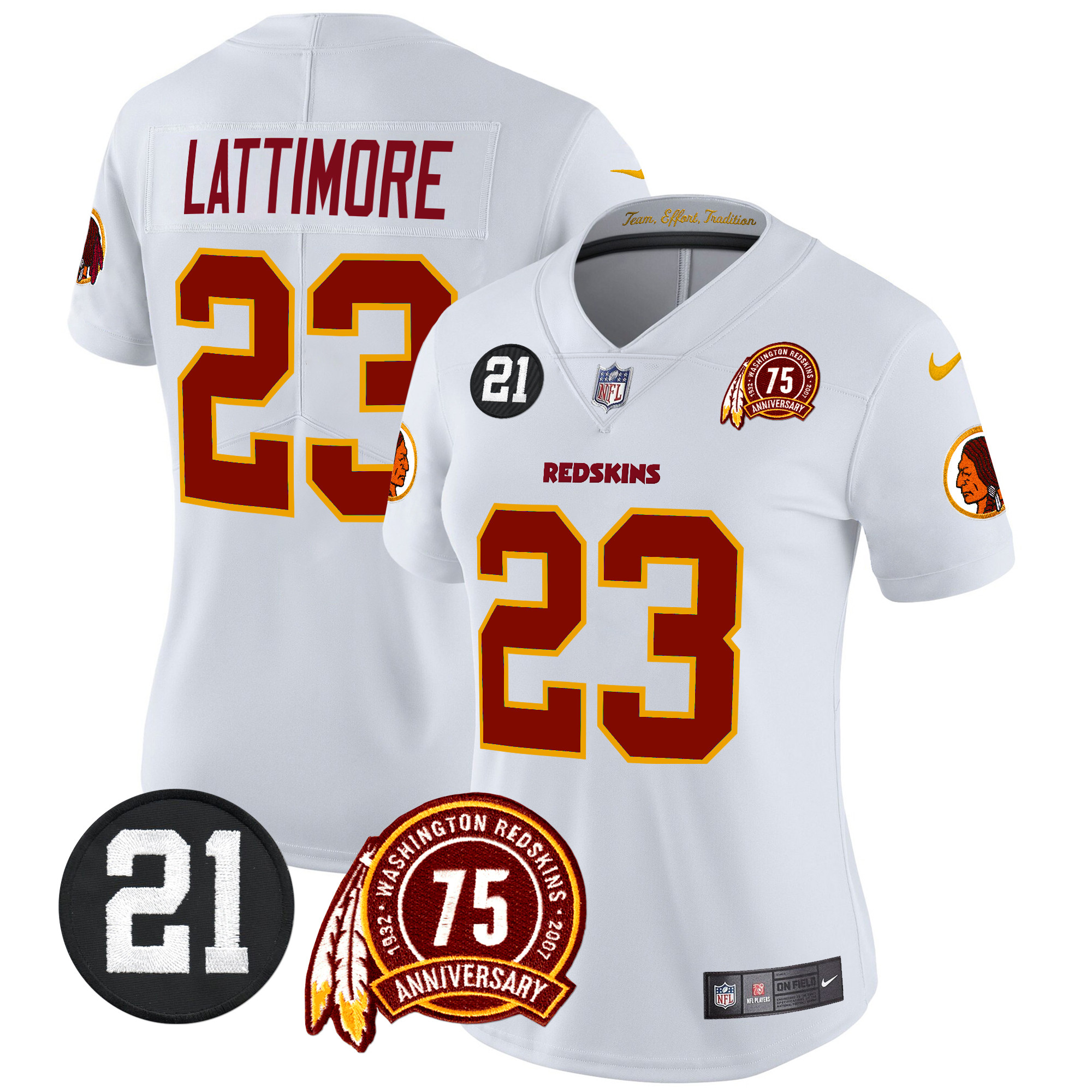 Marshon Lattimore Women's Washington Redskins 75th & Sean Taylor Patch Vapor Limited White Jersey - All Stitched