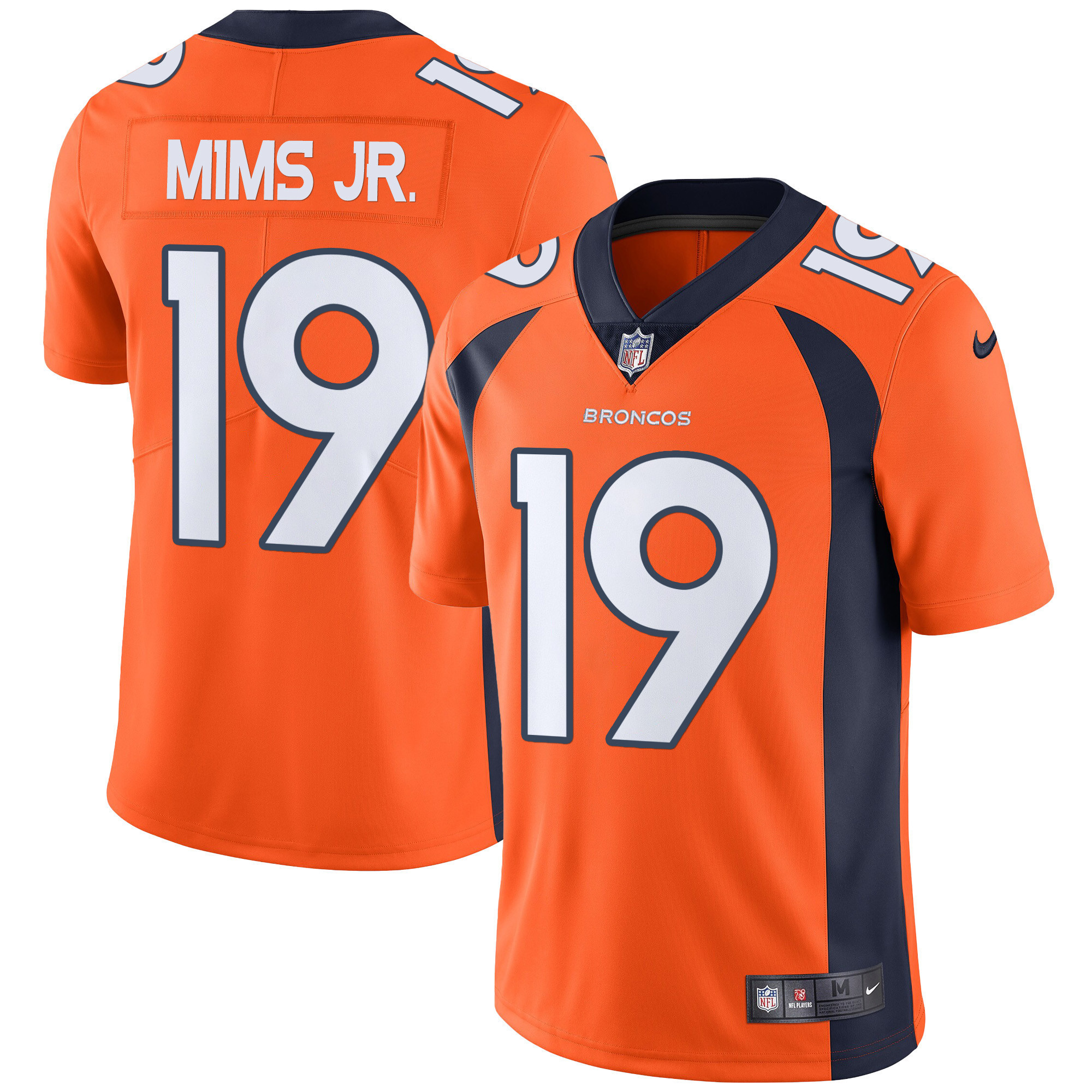 Marvin Mims Jr. Men's Denver Broncos Vapor Orange Jersey - All Stitched