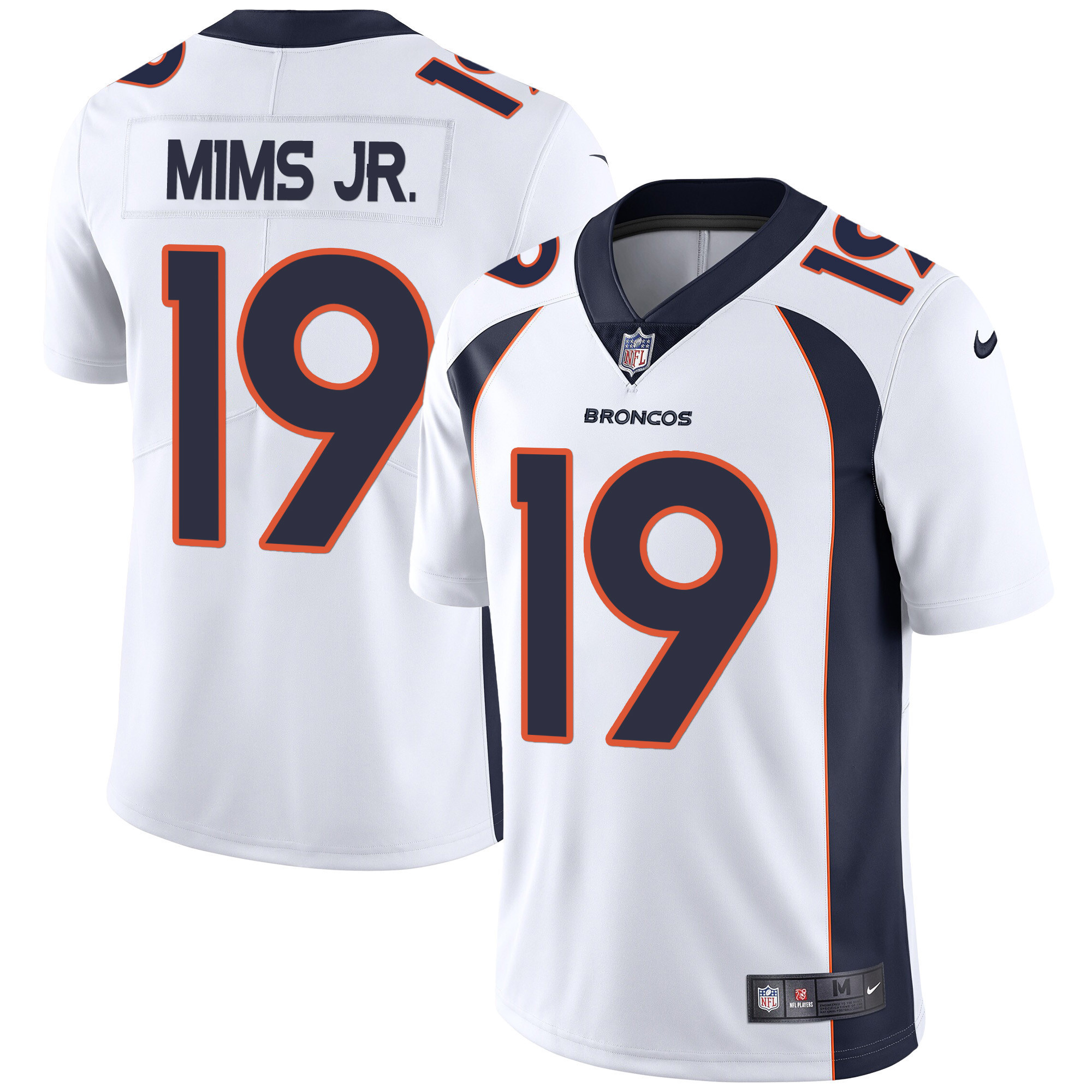 Marvin Mims Jr. Men's Denver Broncos Vapor White Jersey - All Stitched