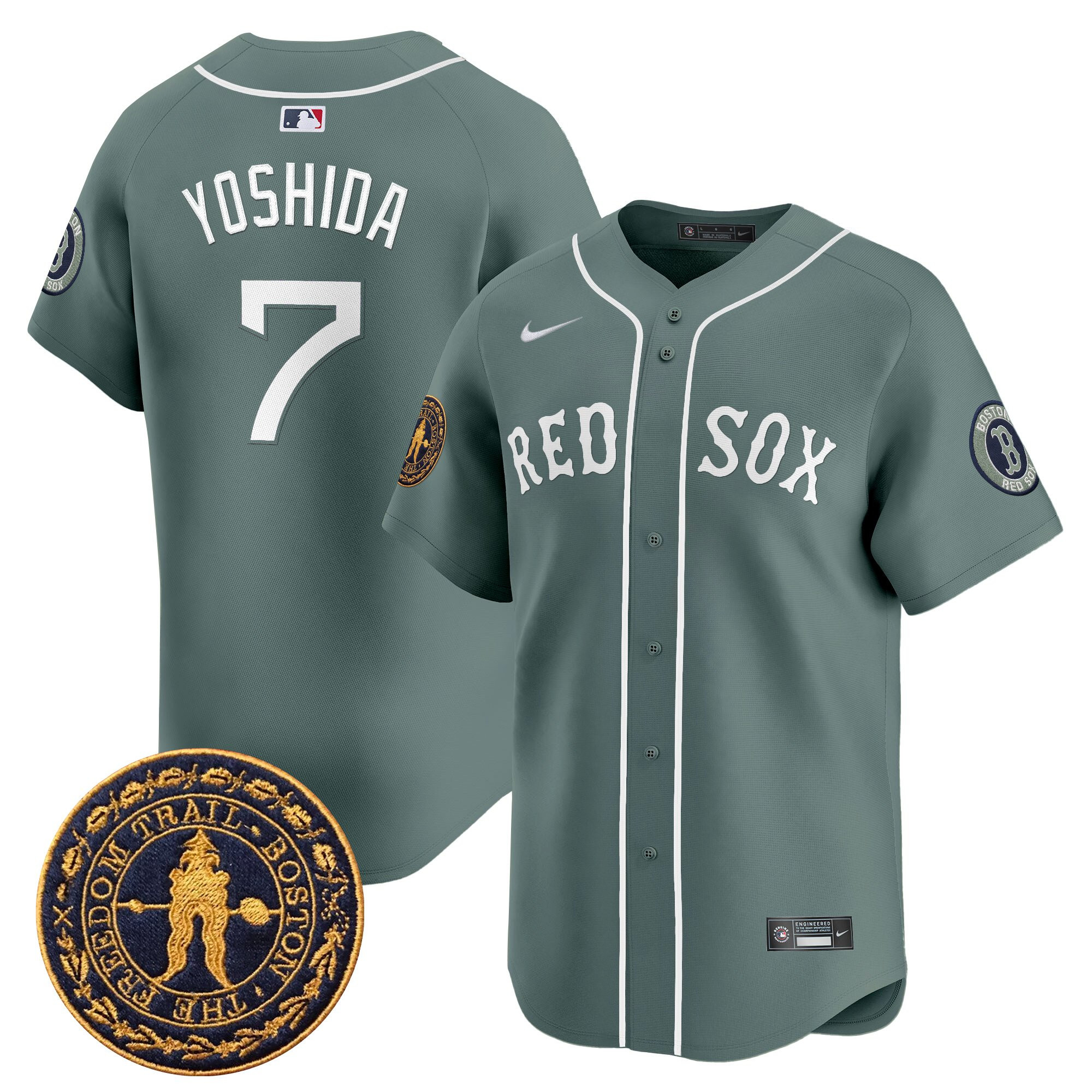 Masataka Yoshida Men's Boston Red Sox Freedom Trail Patch Vapor Premier Limited Green Jersey - All Stitched