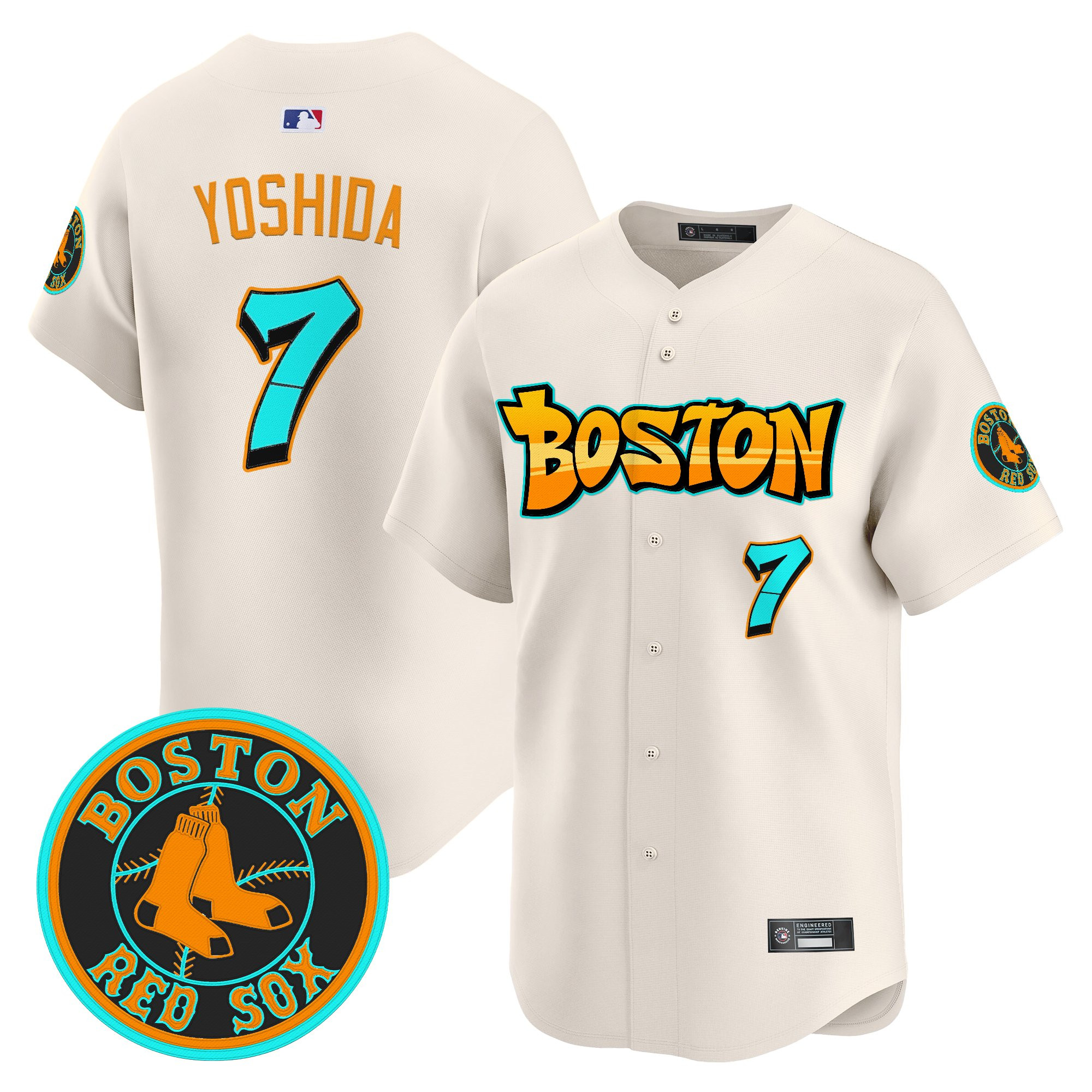Masataka Yoshida Men's Boston Red Sox 'Graffiti Streetstyle Edition' Vapor Premier Limited Cream Jersey - All Stitched