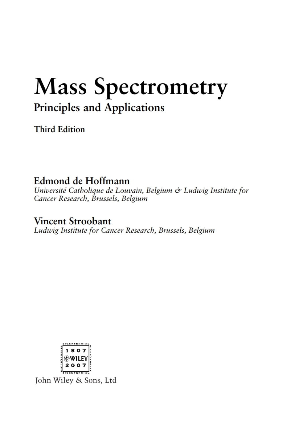 Mass Spectrometry: Principles and Applications 3rd Edition â€“ PDF/EPUB Version Downloadable