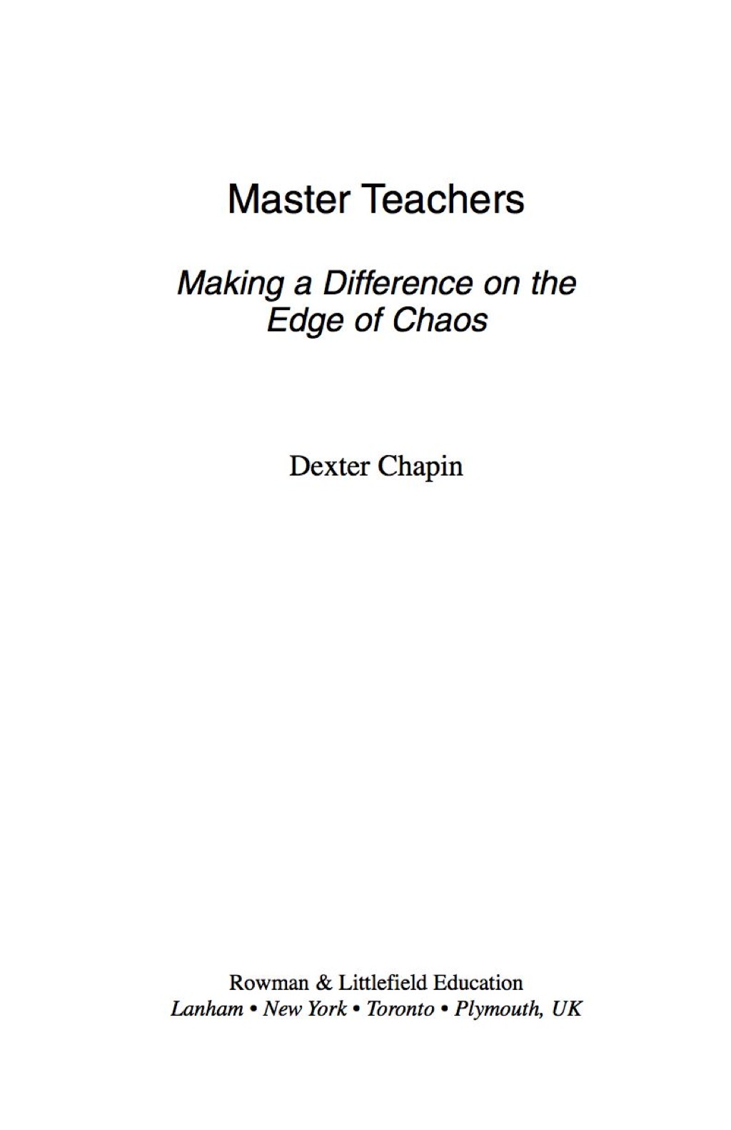 Master Teachers Making a Difference on the Edge of Chaos  â€“ PDF/EPUB Version Downloadable