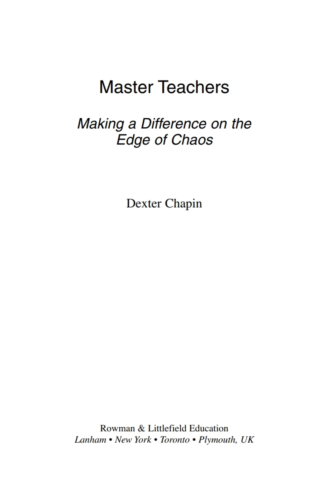 Master Teachers Making a Difference on the Edge of Chaos 1st Edition â€“ PDF/EPUB Version Downloadable