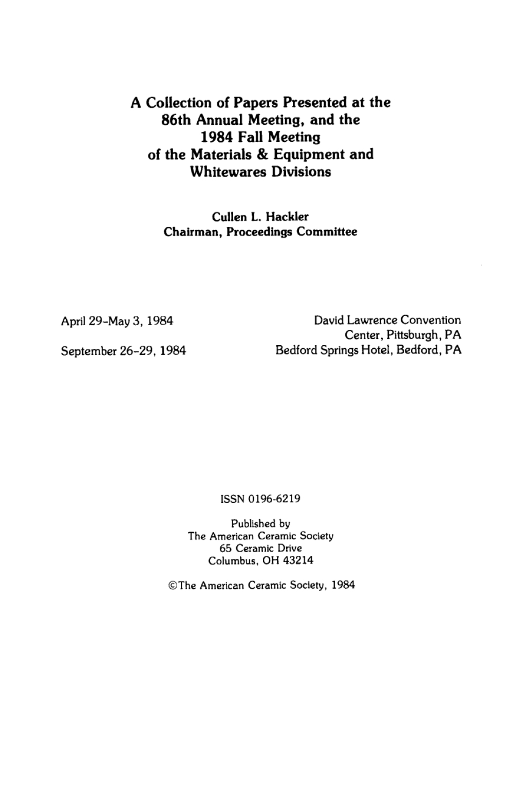 Materials and Equipment - Whitewares Ceramic Engineering and Science Proceedings, Volume 5, Issue 11/12 1st Edition â€“ PDF/EPUB Version Downloadable