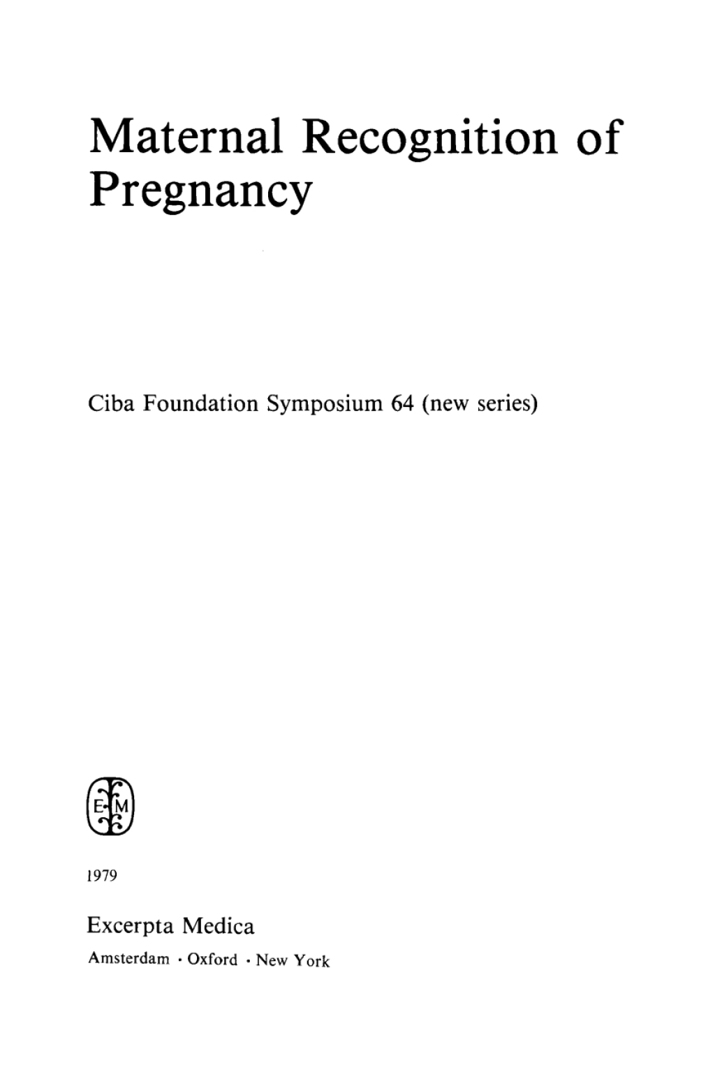 Maternal Recognition of Pregnancy 1st Edition â€“ PDF/EPUB Version Downloadable