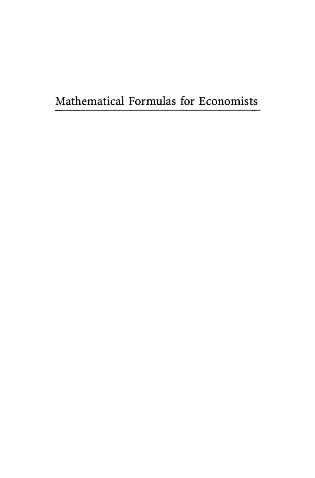 Mathematical Formulas for Economists  â€“ PDF/EPUB Version Downloadable
