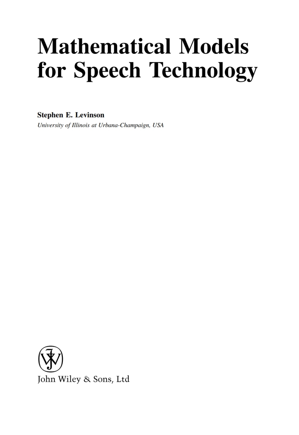 Mathematical Models for Speech Technology 1st Edition â€“ PDF/EPUB Version Downloadable