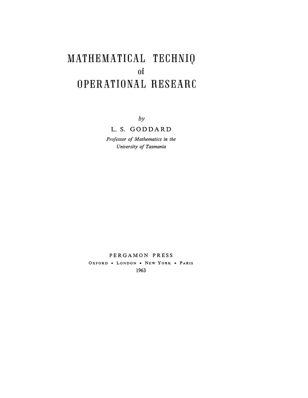 Mathematical Techniques of Operational Research  â€“ PDF/EPUB Version Downloadable