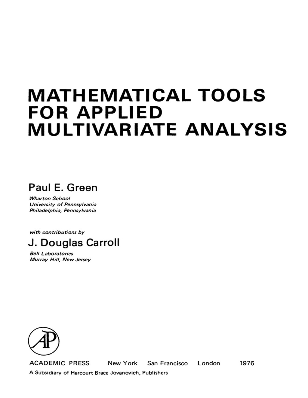 Mathematical Tools for Applied Multivariate Analysis  â€“ PDF/EPUB Version Downloadable