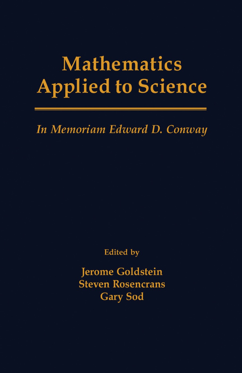 Mathematics Applied to Science In Memoriam Edward D. Conway  â€“ PDF/EPUB Version Downloadable