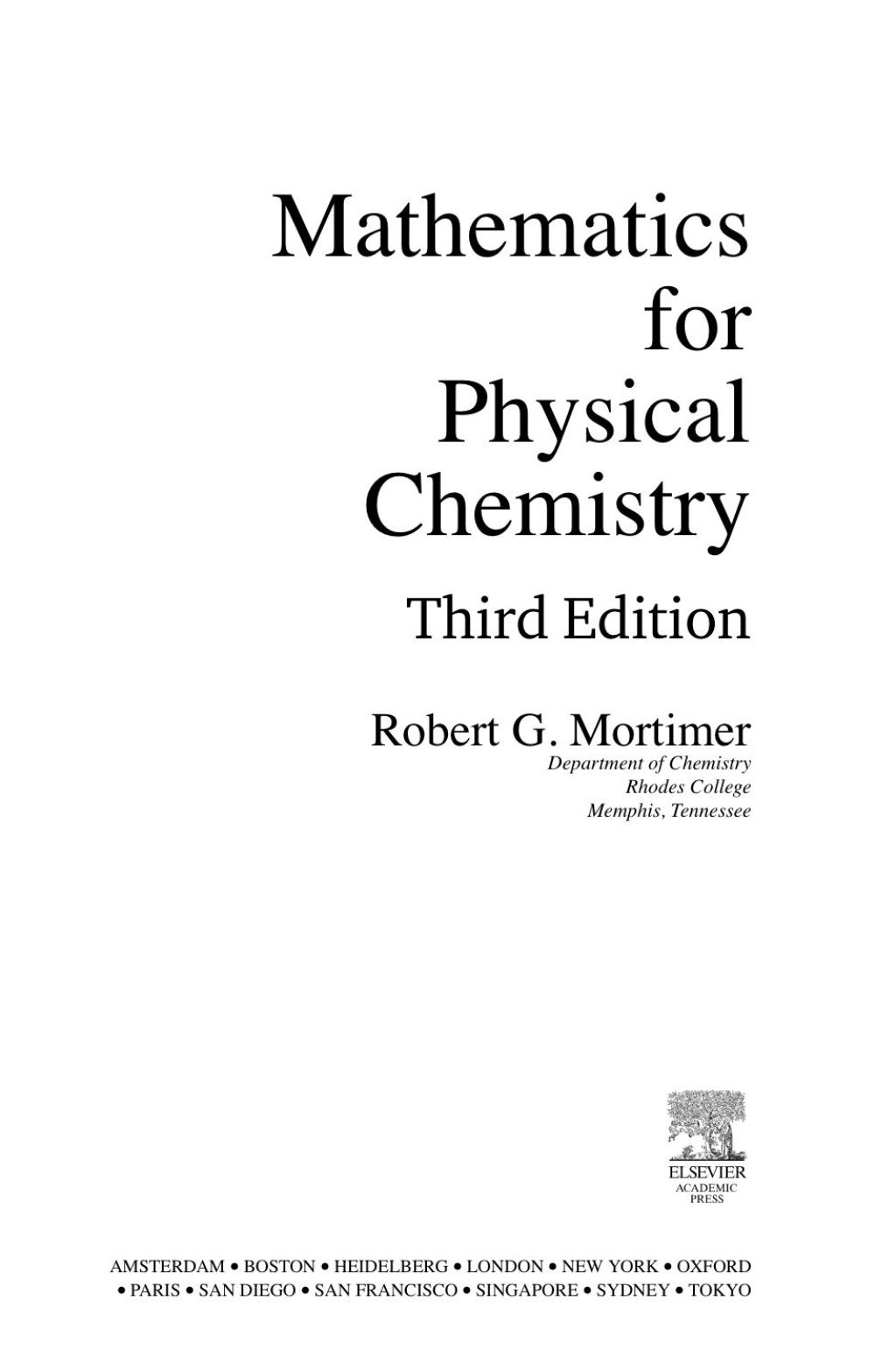Mathematics for Physical Chemistry 3rd Edition â€“ PDF/EPUB Version Downloadable