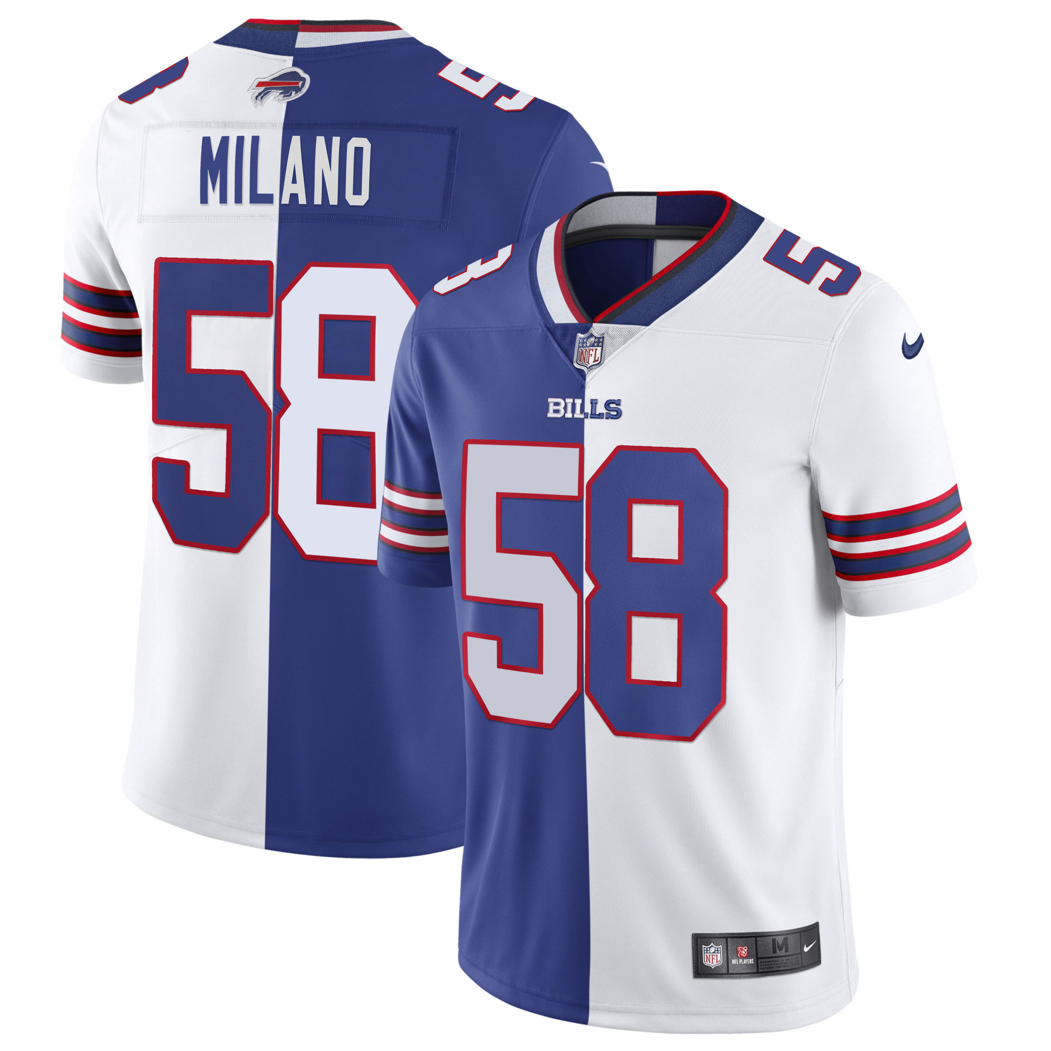 Matt Milano Buffalo Bills Split - All Stitched Split Royal White Jersey - All Stitched