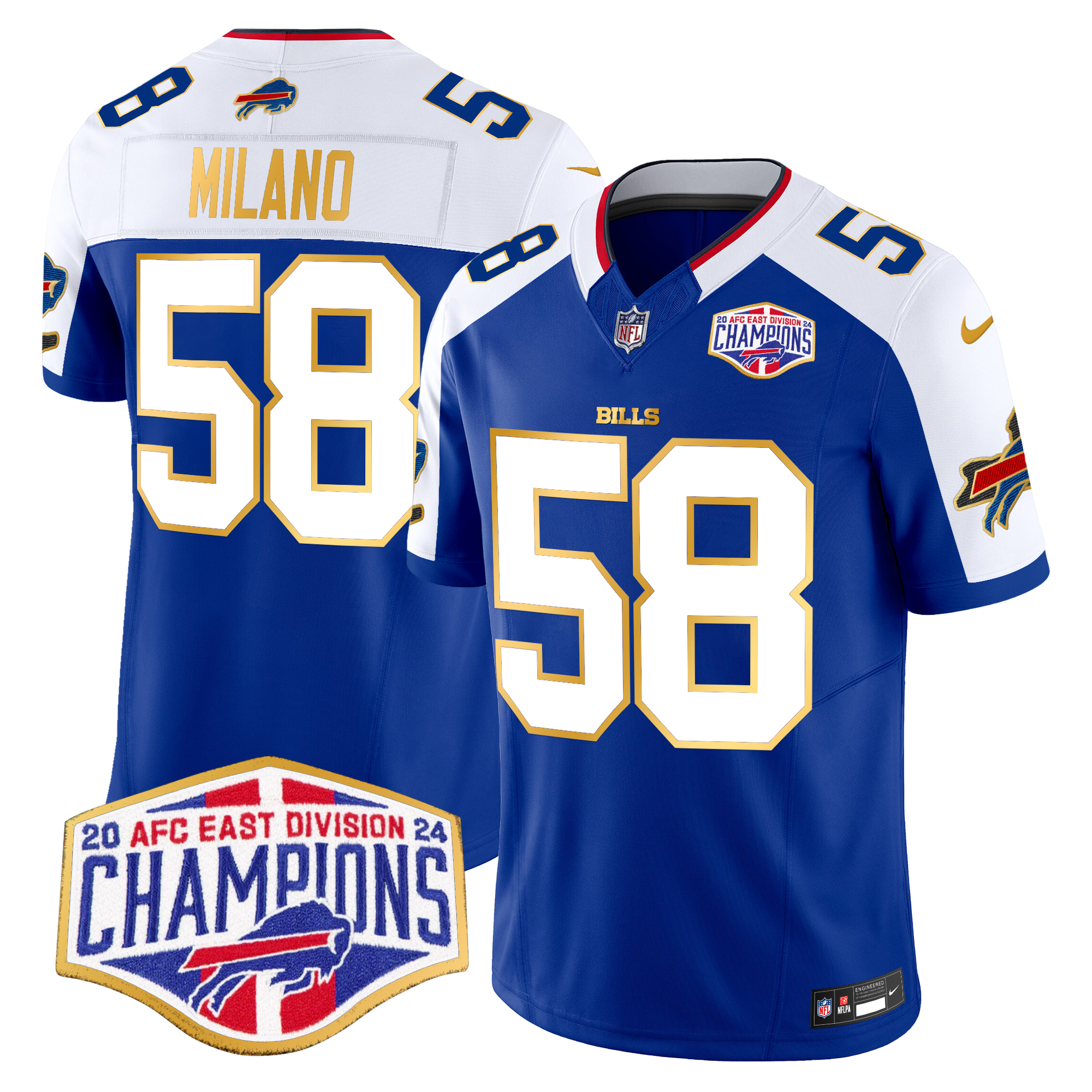 Matt Milano Men's Buffalo Bills 2024 AFC East Division Champions Gold Trim Vapor Limited Royal Alternate Jersey - All Stitched
