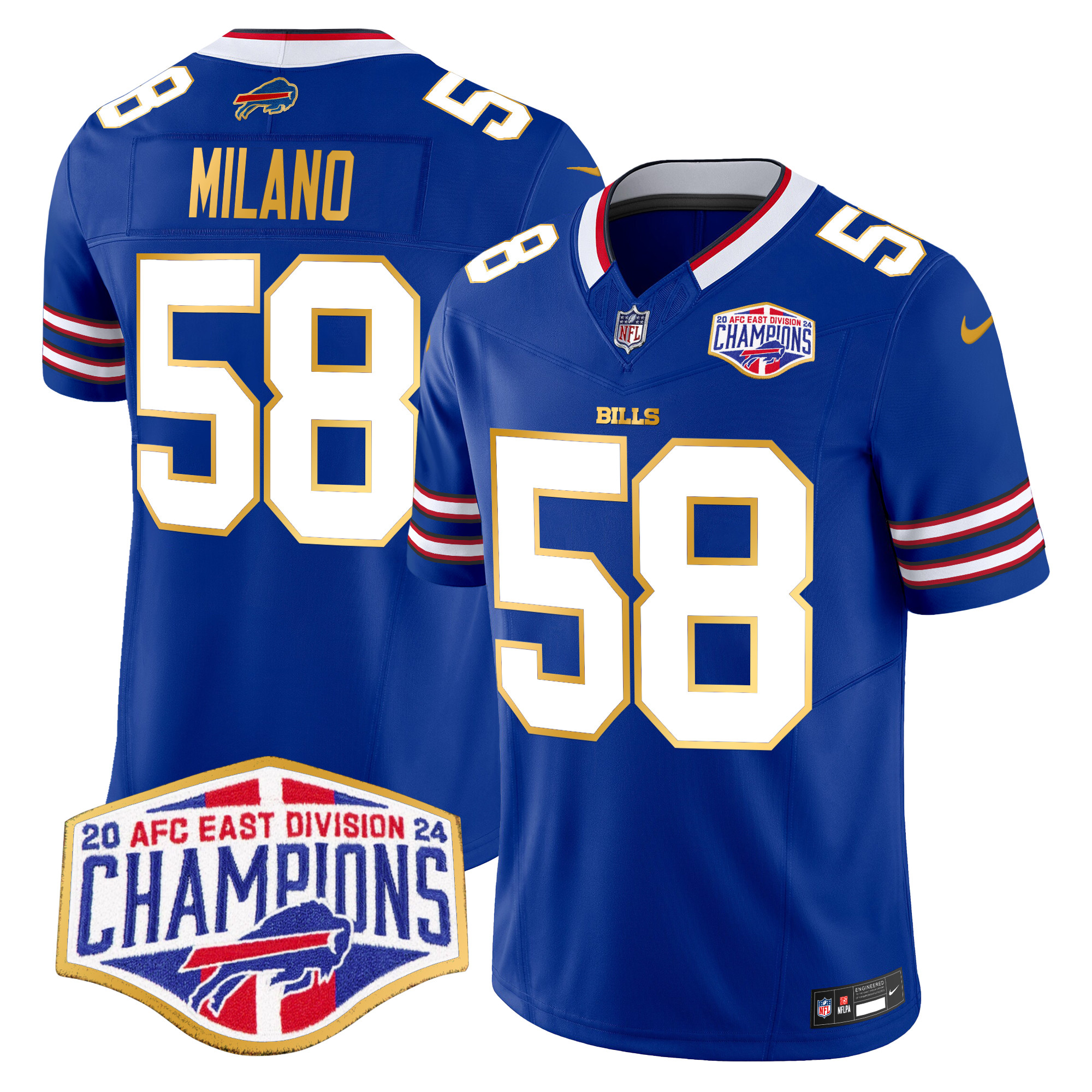 Matt Milano Men's Buffalo Bills 2024 AFC East Division Champions Gold Trim Vapor Limited Royal Jersey - All Stitched