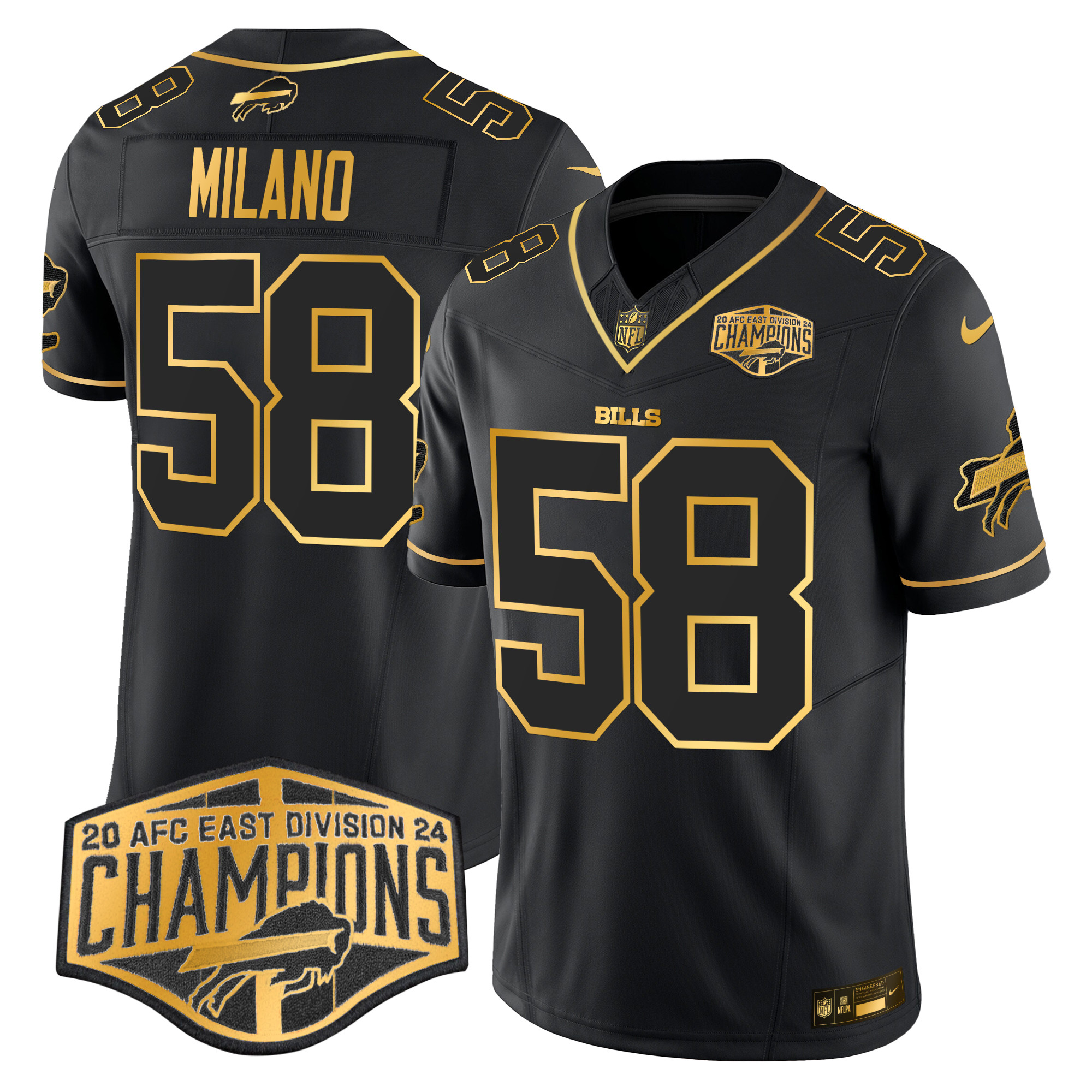 Matt Milano Men's Buffalo Bills 2024 AFC East Division Champions Gold Vapor Limited Black Gold Jersey - All Stitched