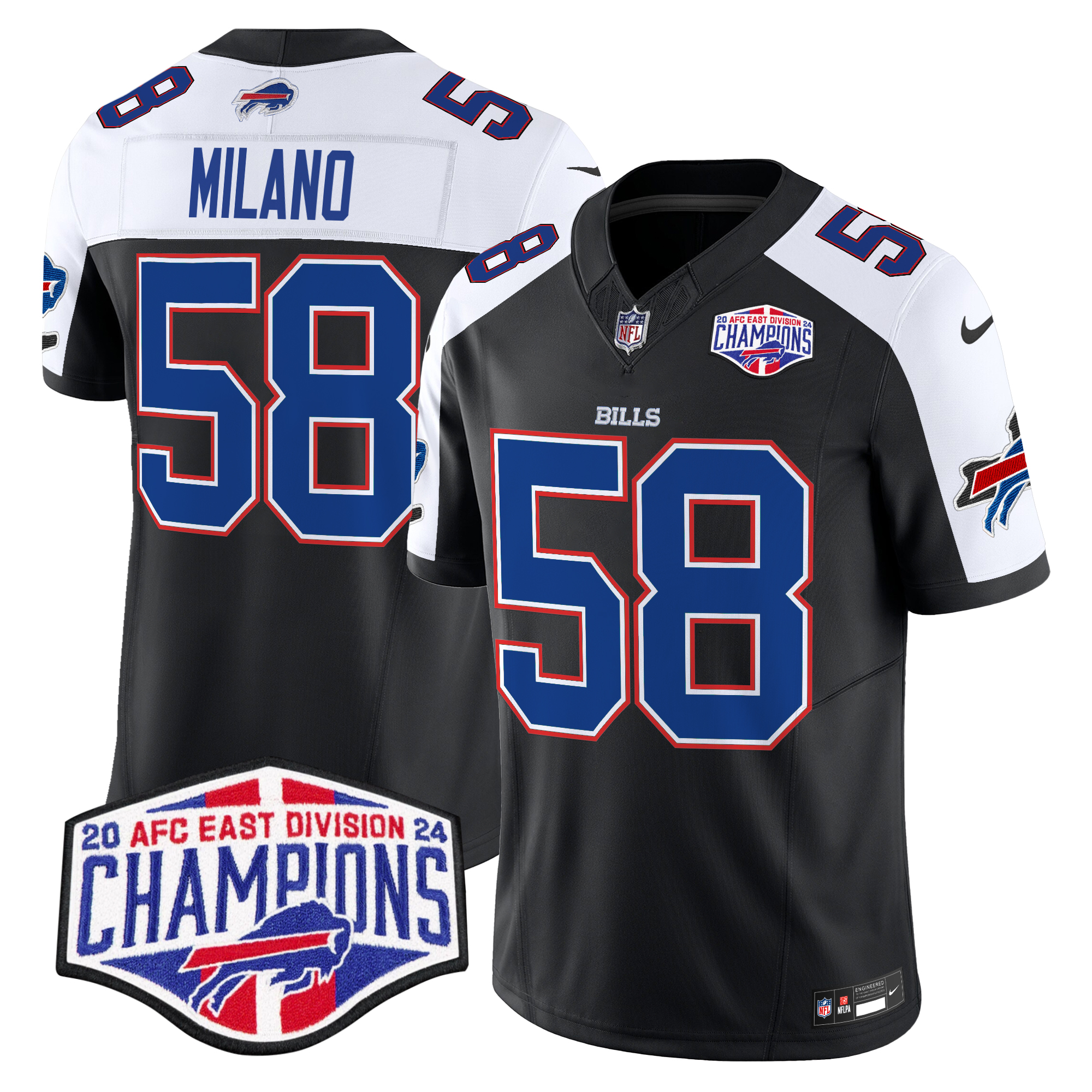 Matt Milano Men's Buffalo Bills 2024 AFC East Division Champions Vapor Limited Black Alternate Jersey - All Stitched