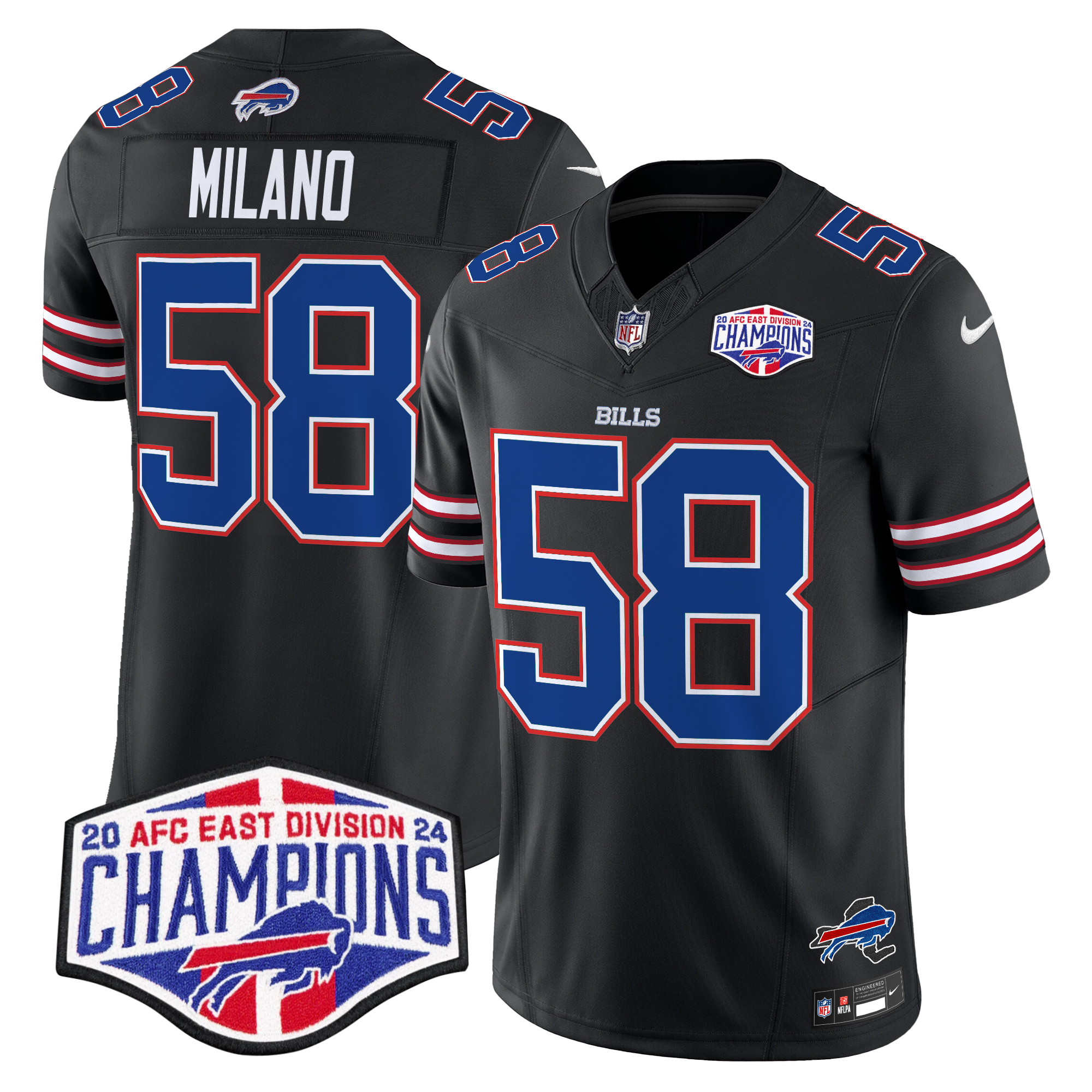 Matt Milano Men's Buffalo Bills 2024 AFC East Division Champions Vapor Limited Black Jersey - All Stitched