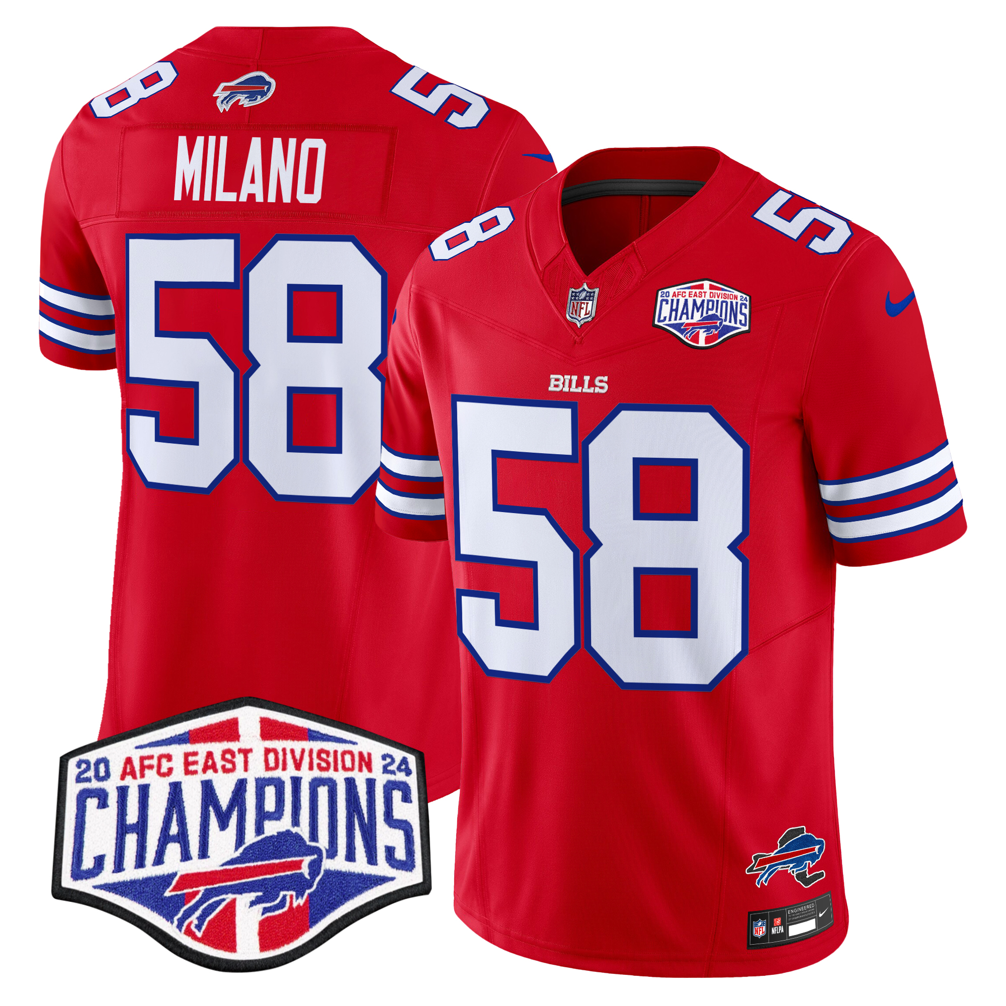 Matt Milano Men's Buffalo Bills 2024 AFC East Division Champions Vapor Limited Red Jersey - All Stitched