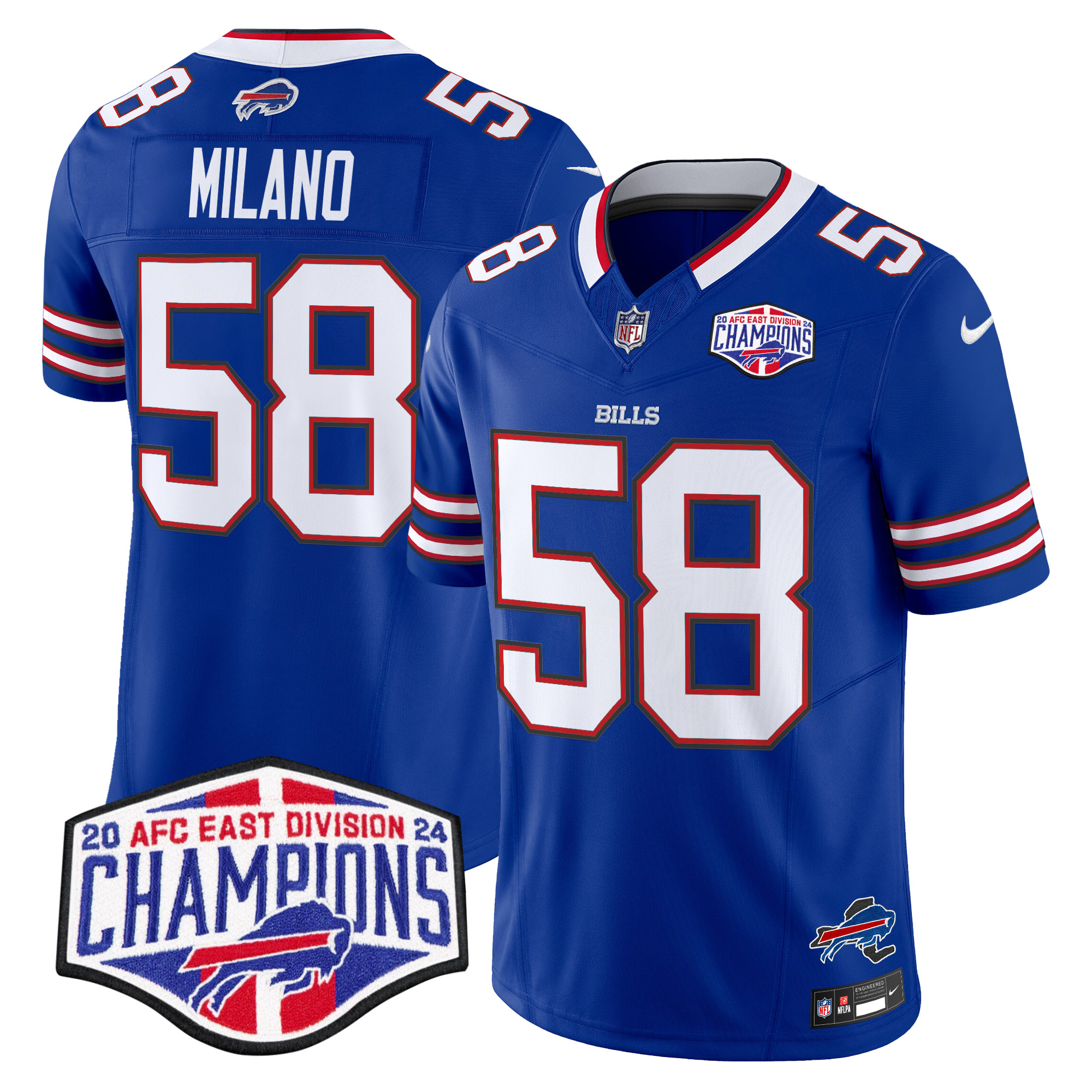 Matt Milano Men's Buffalo Bills 2024 AFC East Division Champions Vapor Limited Royal Jersey - All Stitched