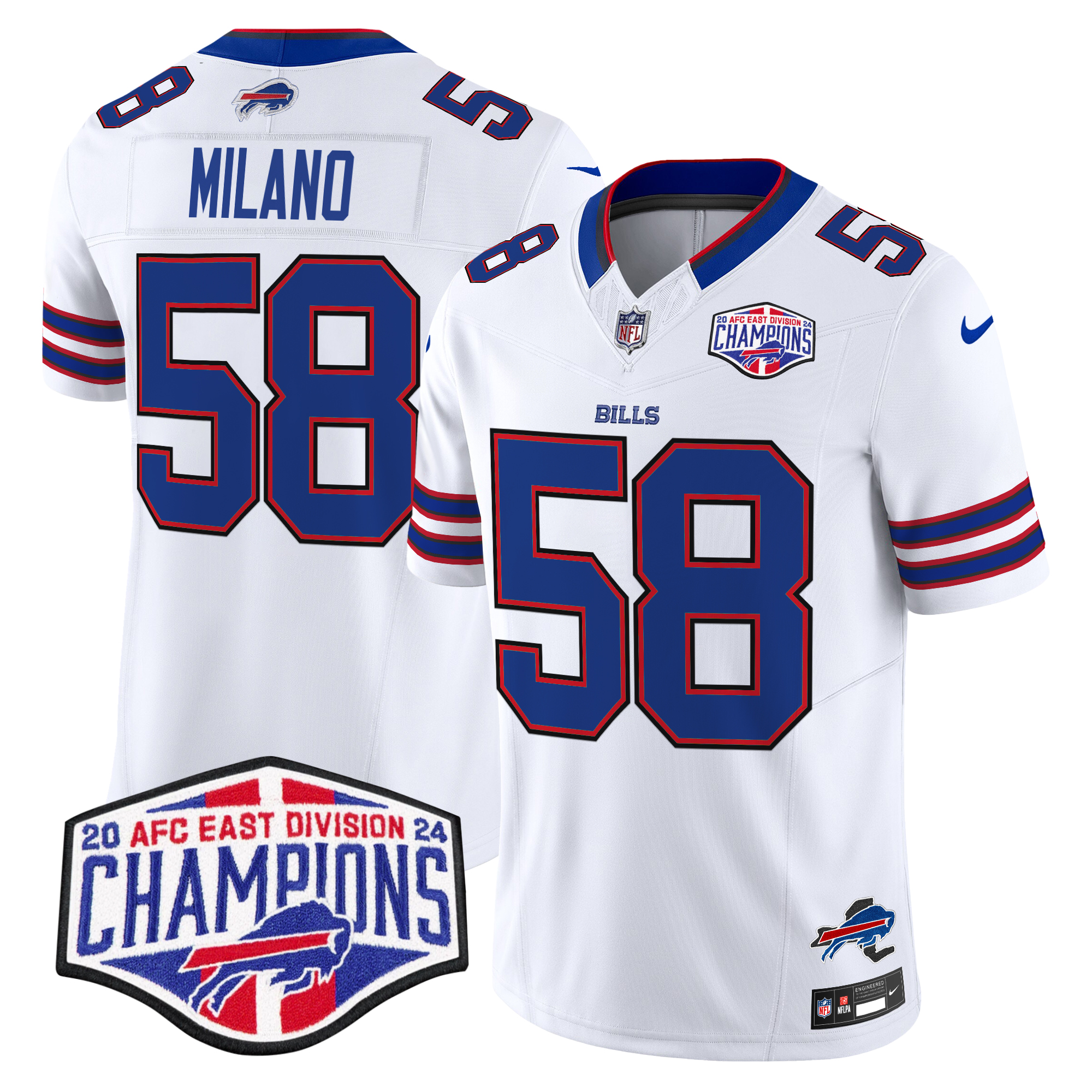 Matt Milano Men's Buffalo Bills 2024 AFC East Division Champions Vapor Limited White Jersey - All Stitched
