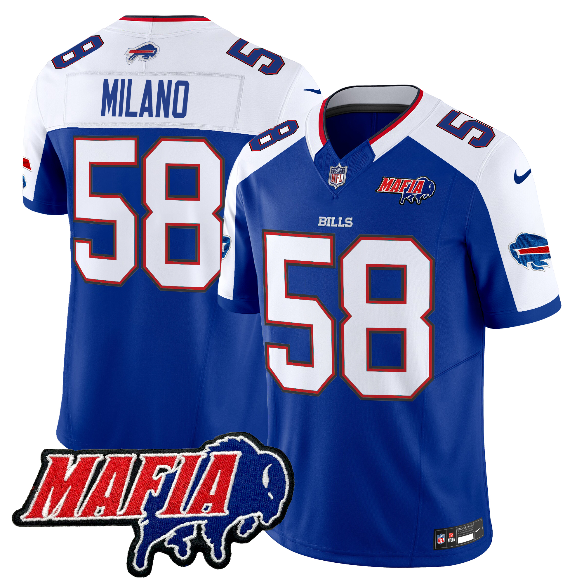 Matt Milano Men's Buffalo Bills 2024 Buffalo Bills Mafia Patch Vapor Limited Royal Alternate Jersey - All Stitched
