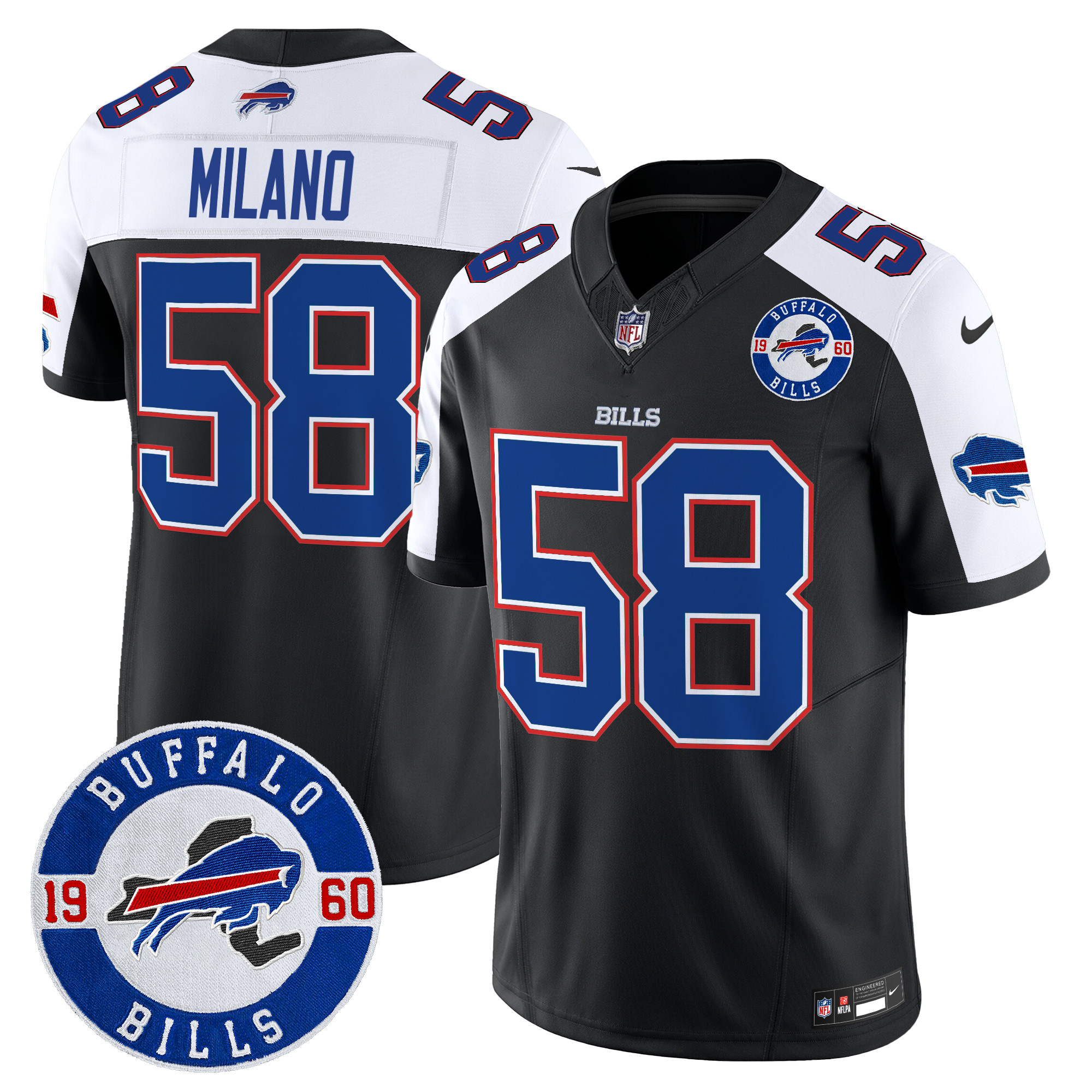 Matt Milano Men's Buffalo Bills 2024 Vapor Limited Black Alternate Jersey - All Stitched