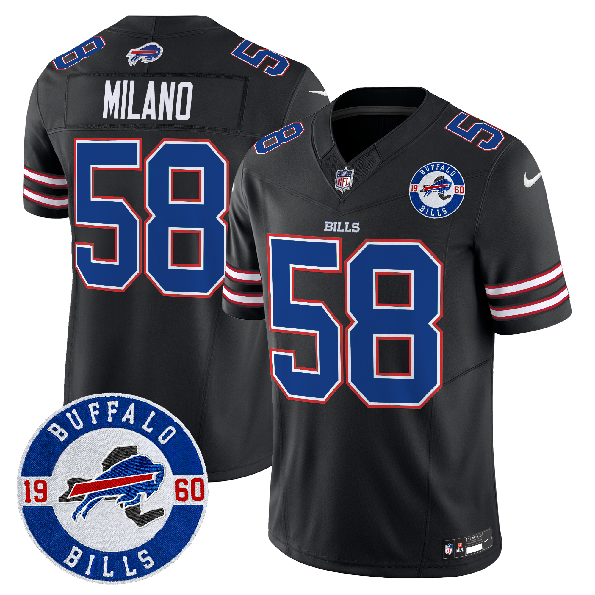 Matt Milano Men's Buffalo Bills 2024 Vapor Limited Black Jersey - All Stitched