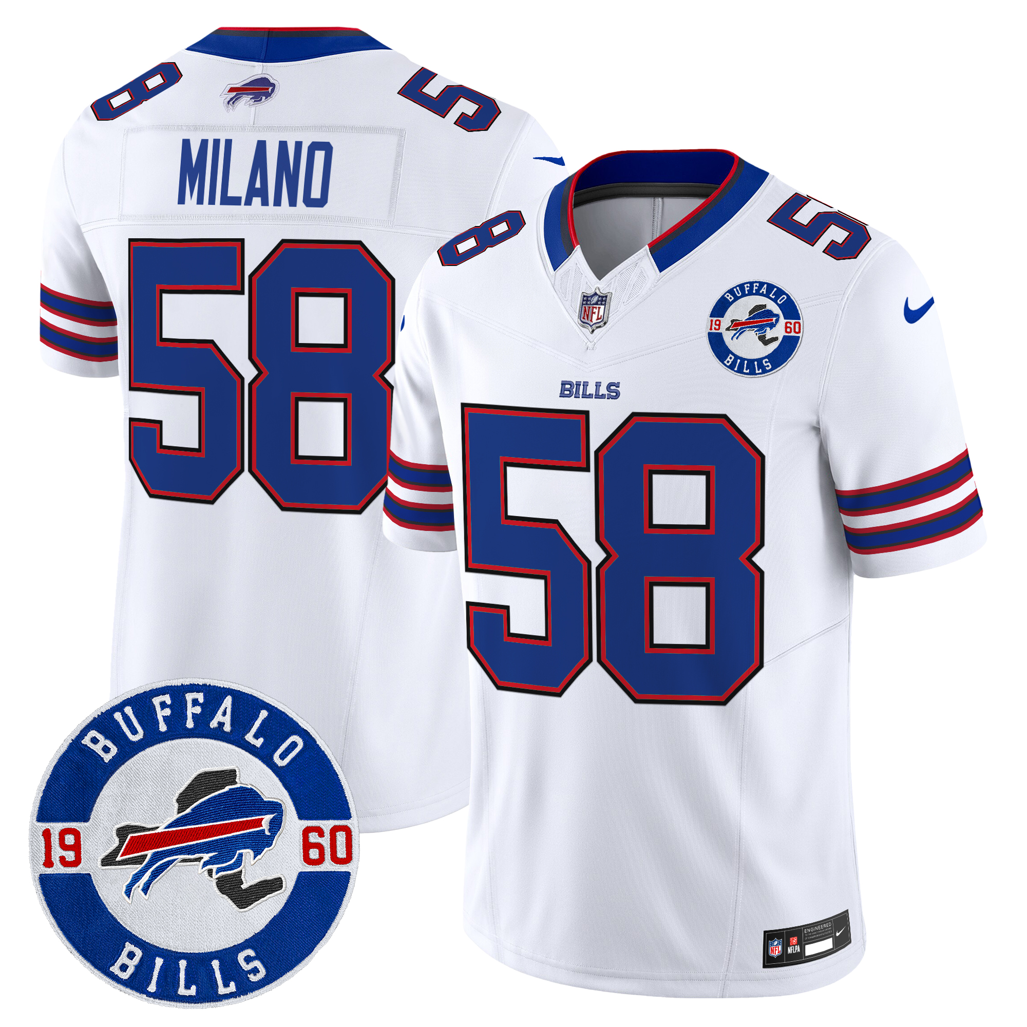 Matt Milano Men's Buffalo Bills 2024 Vapor Limited White Jersey - All Stitched