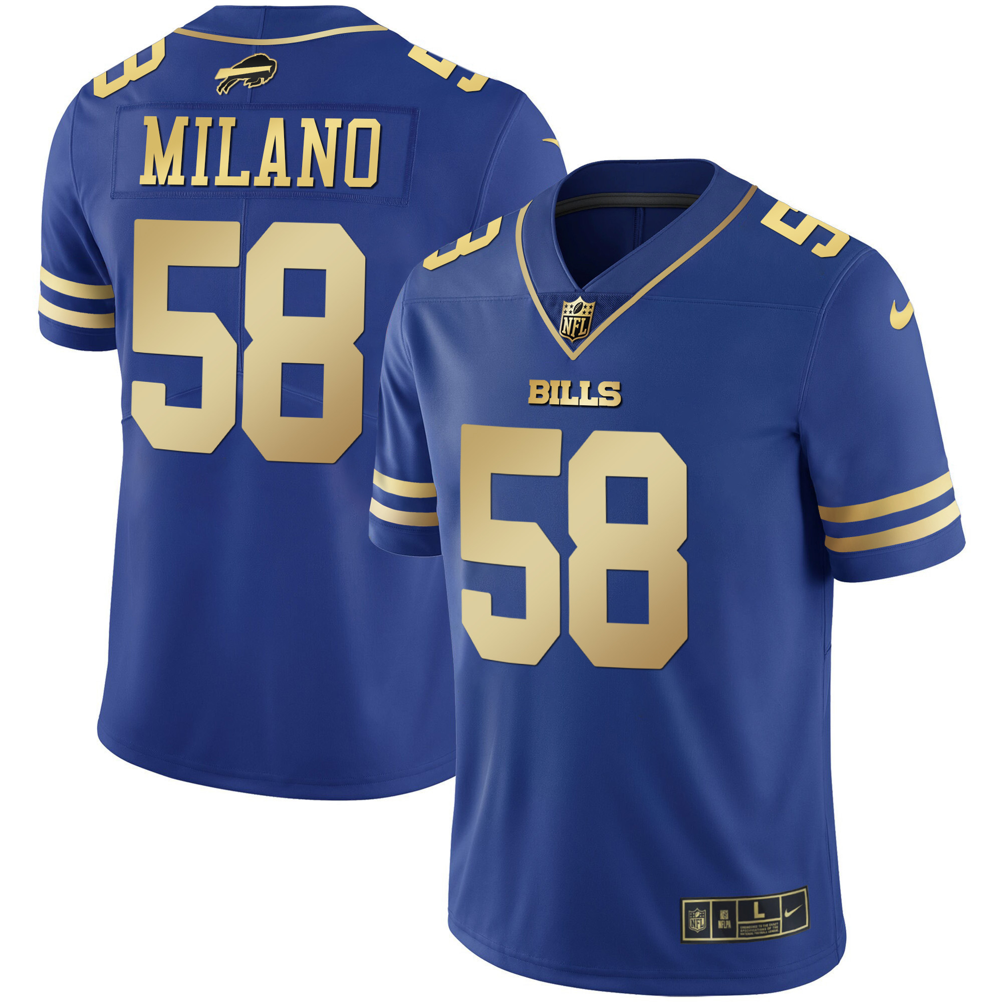 Matt Milano Men's Buffalo Bills Black Gold & Royal Gold Vapor Royal Gold Jersey - All Stitched