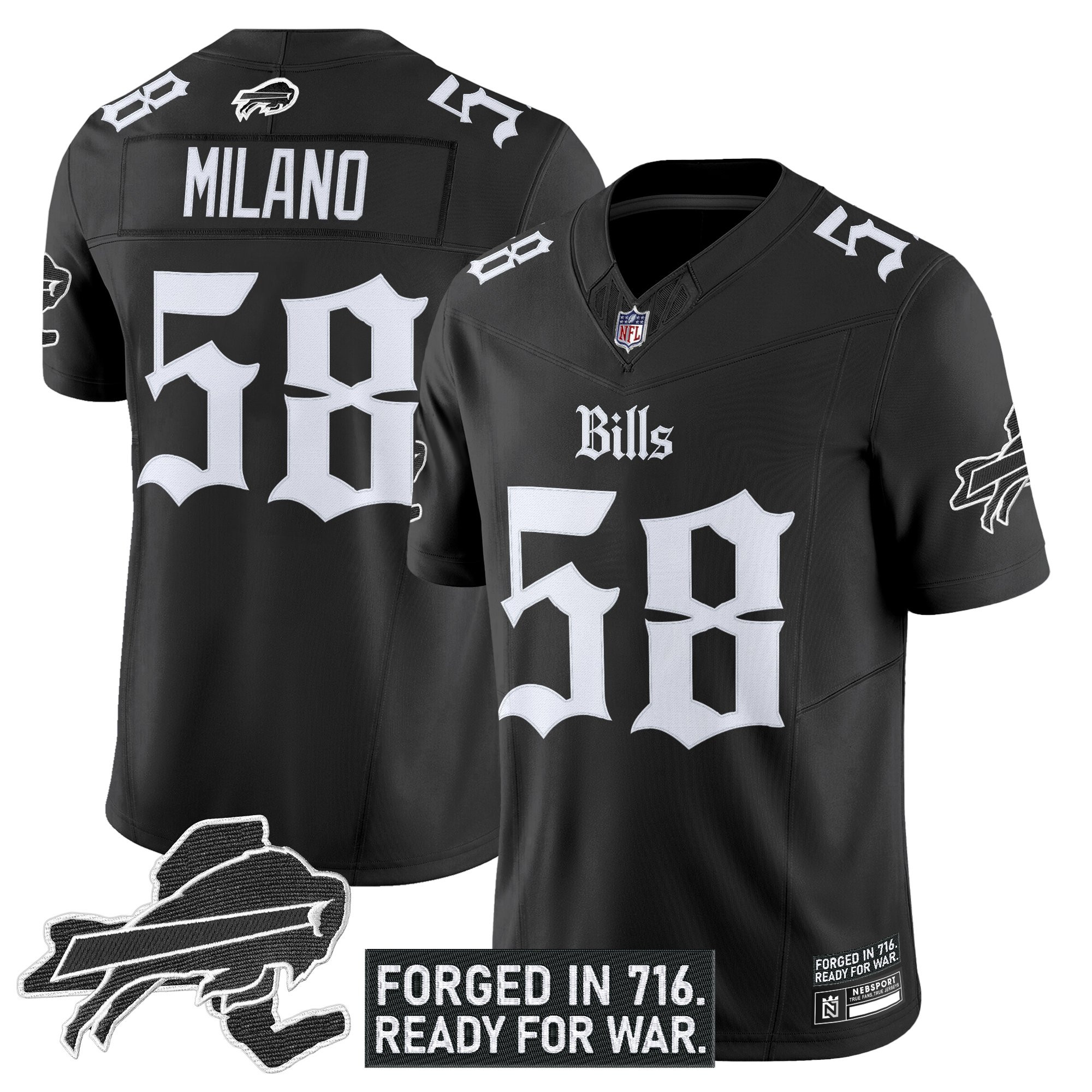 Matt Milano Men's Buffalo Bills 'Gothic Cold Front Edition' Vapor Limited Black Jersey - All Stitched