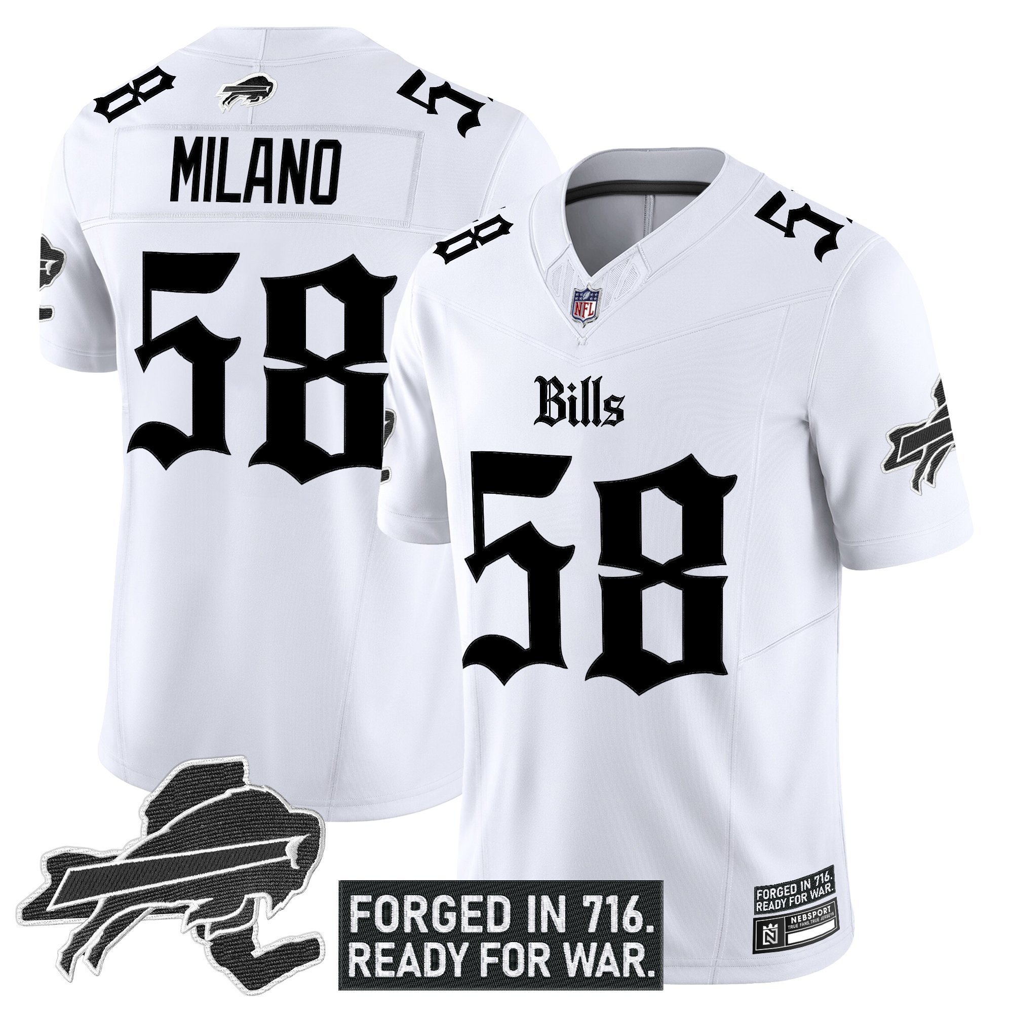 Matt Milano Men's Buffalo Bills 'Gothic Cold Front Edition' Vapor Limited White Jersey - All Stitched