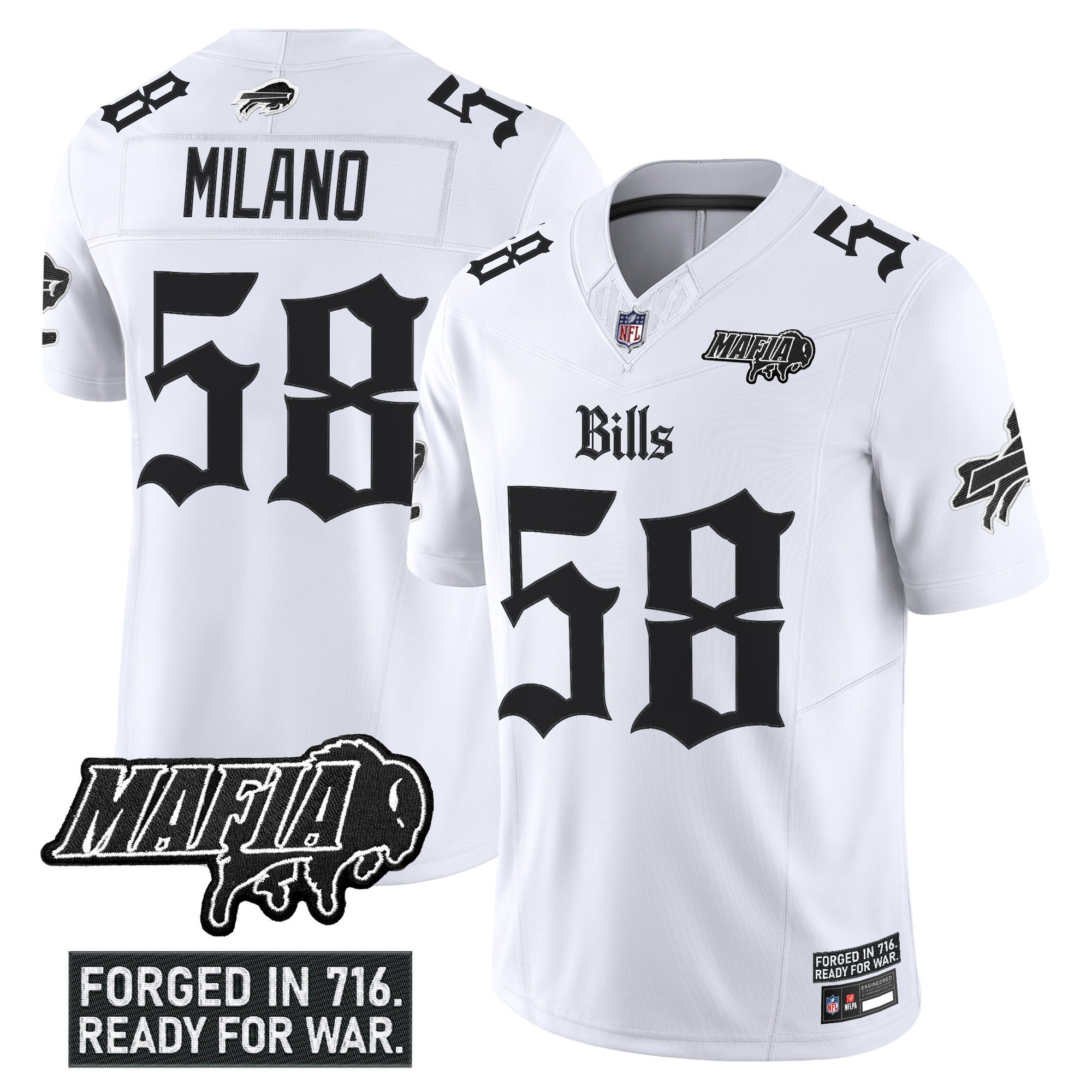 Matt Milano Men's Buffalo Bills 'Gothic Cold Front Edition' Vapor Limited White Jersey - All Stitched