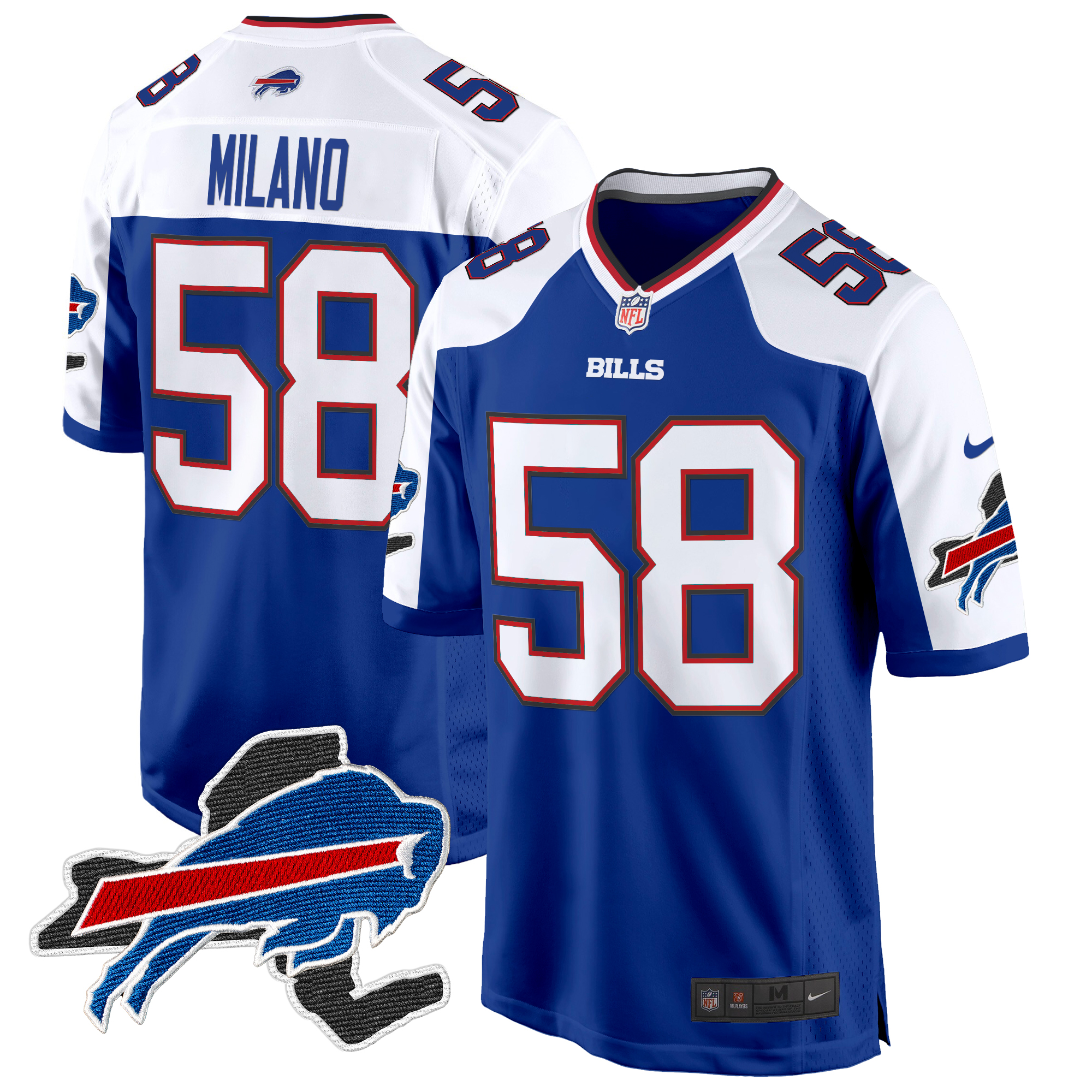 Matt Milano Men's Buffalo Bills New York Patch Game Royal Alternate Jersey - All Stitched