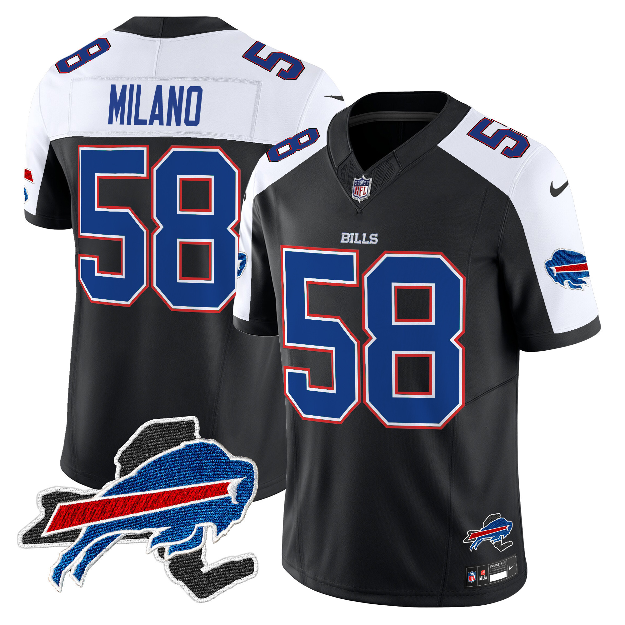 Matt Milano Men's Buffalo Bills New York Patch Vapor Limited Black Alternate Jersey - All Stitched
